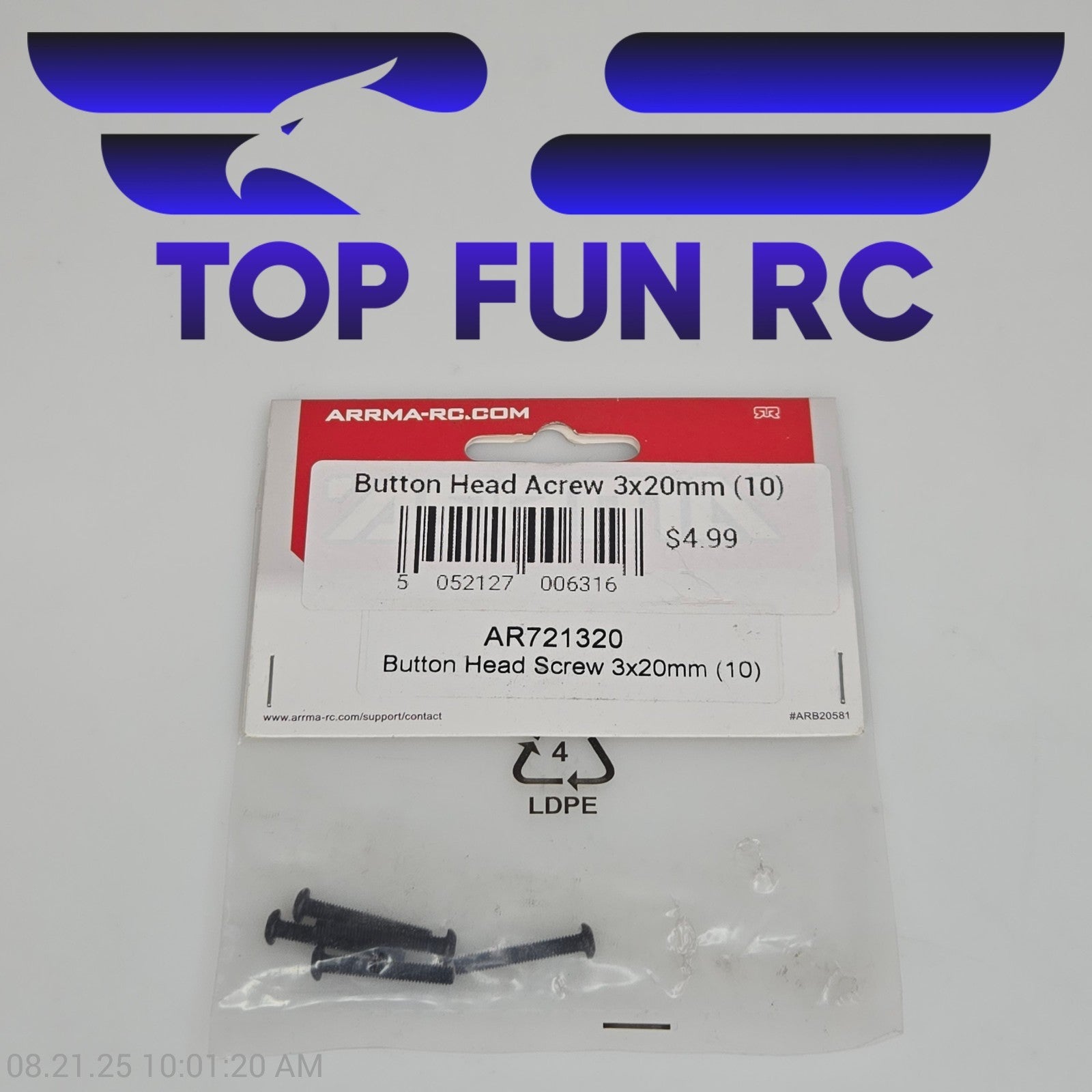 Arrma AR721320 Button Head Screw 3x20mm (10)