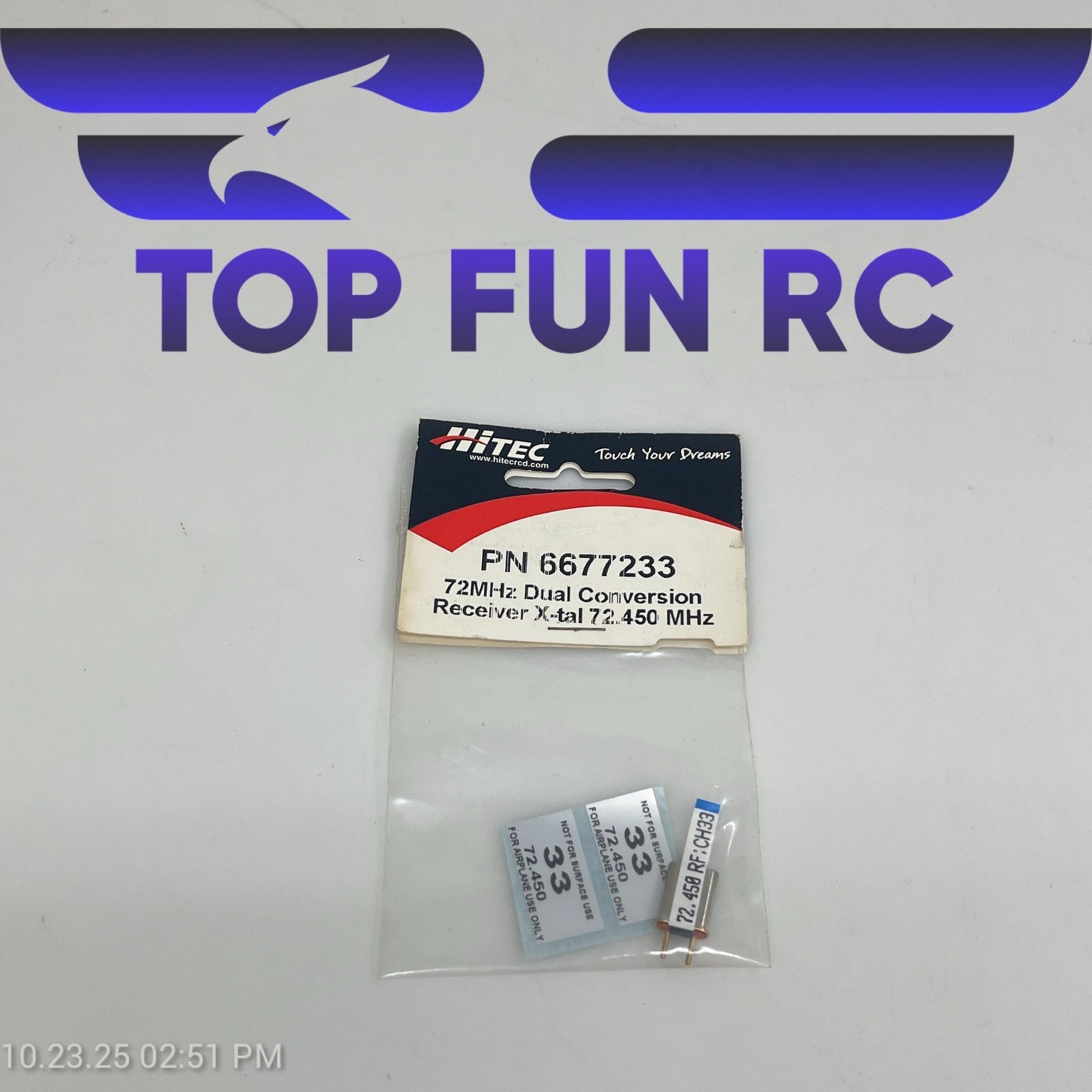 Hitec PN6677233 72MHz Dual Conversion Receiver X-tal 72.450MHz Crystals