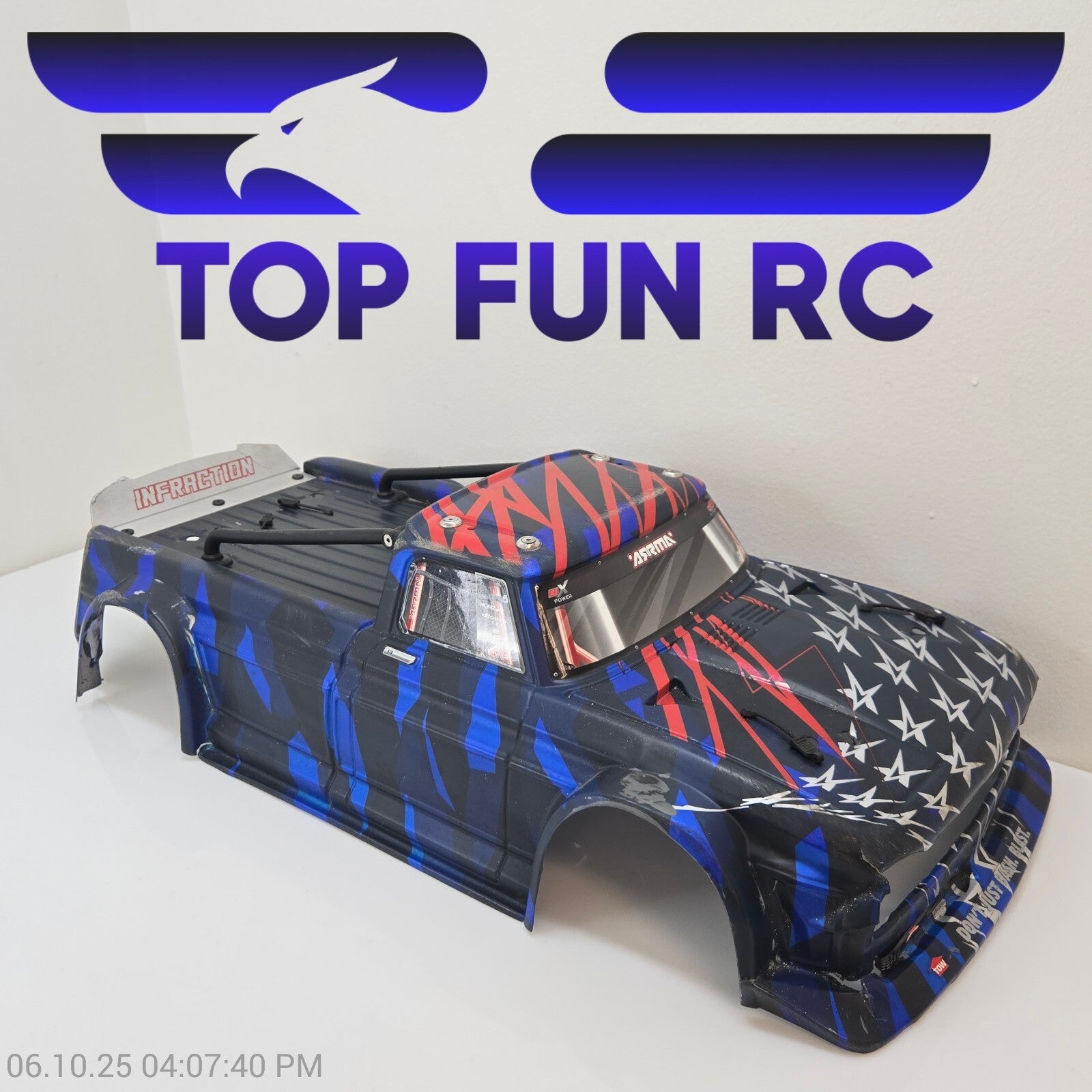 Arrma Infraction Body Painted 1/7 Scale, Blue/Red 6s BLX