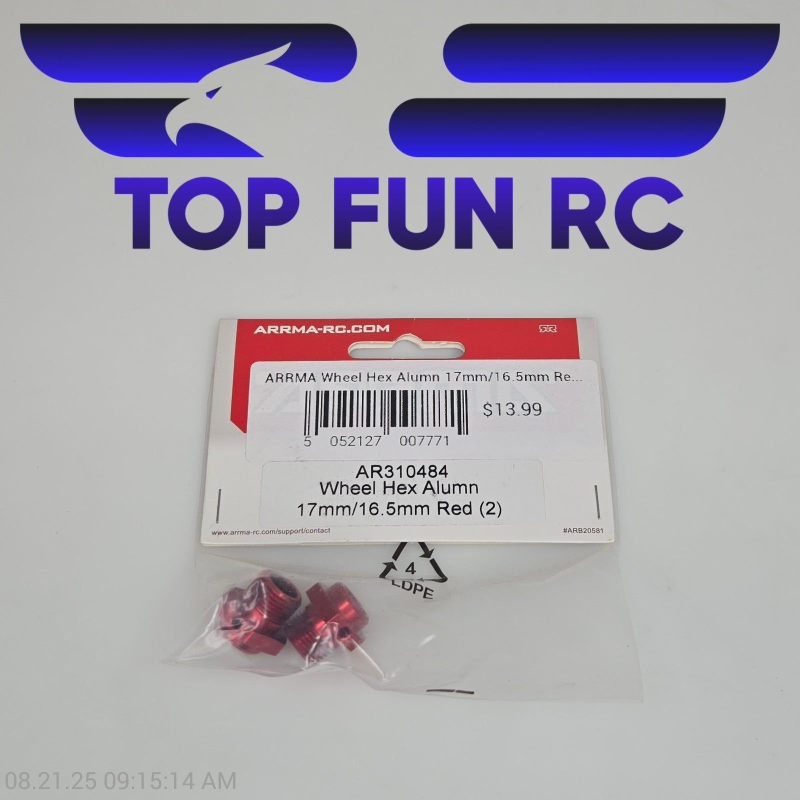 Arrma AR310484 Wheel Hex Aluminum 17mm/16.5mm Red (2)