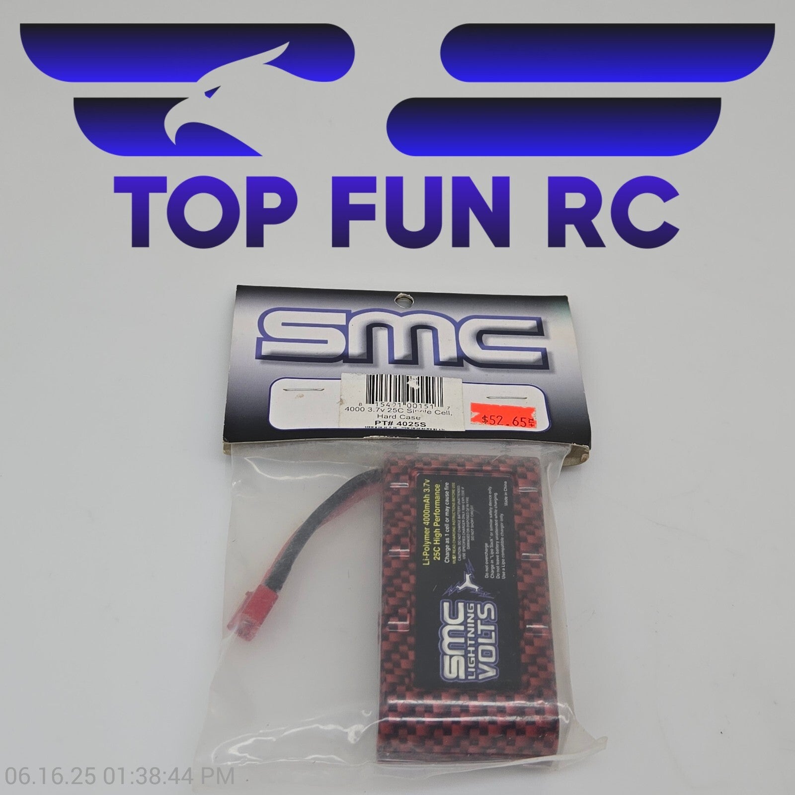 SMC 4000MAH 3.7V 25C Single Cell Hard Case Lipo Battery