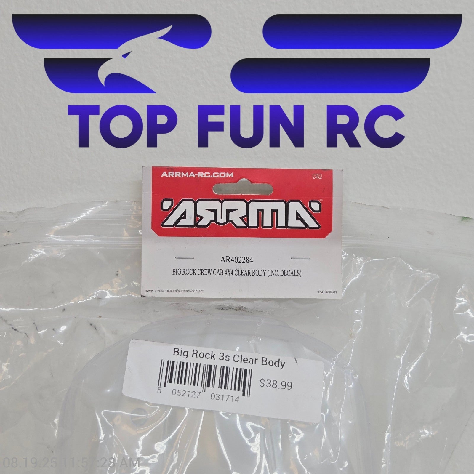 Arrma AR402284 Big Rock Crew Cab 4x4 Clear Body 3s