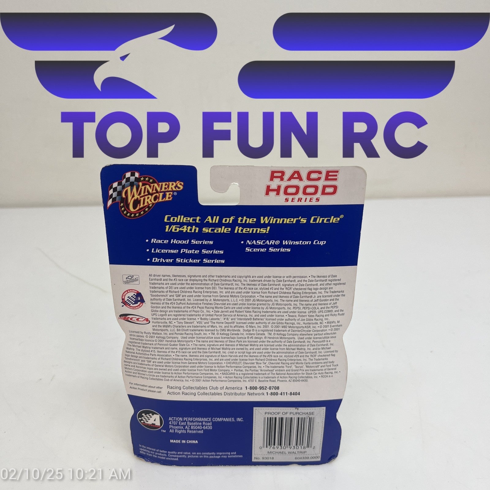 Winners Circle Michael Waltrip #15 Napa Race Hood Series