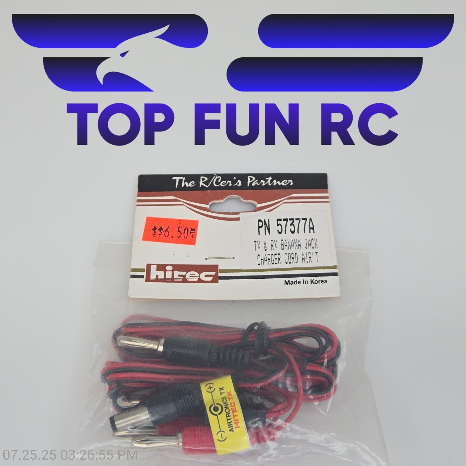 Hitec PN 57377A TX & RX Banana Jack Charger Cord For Air'T