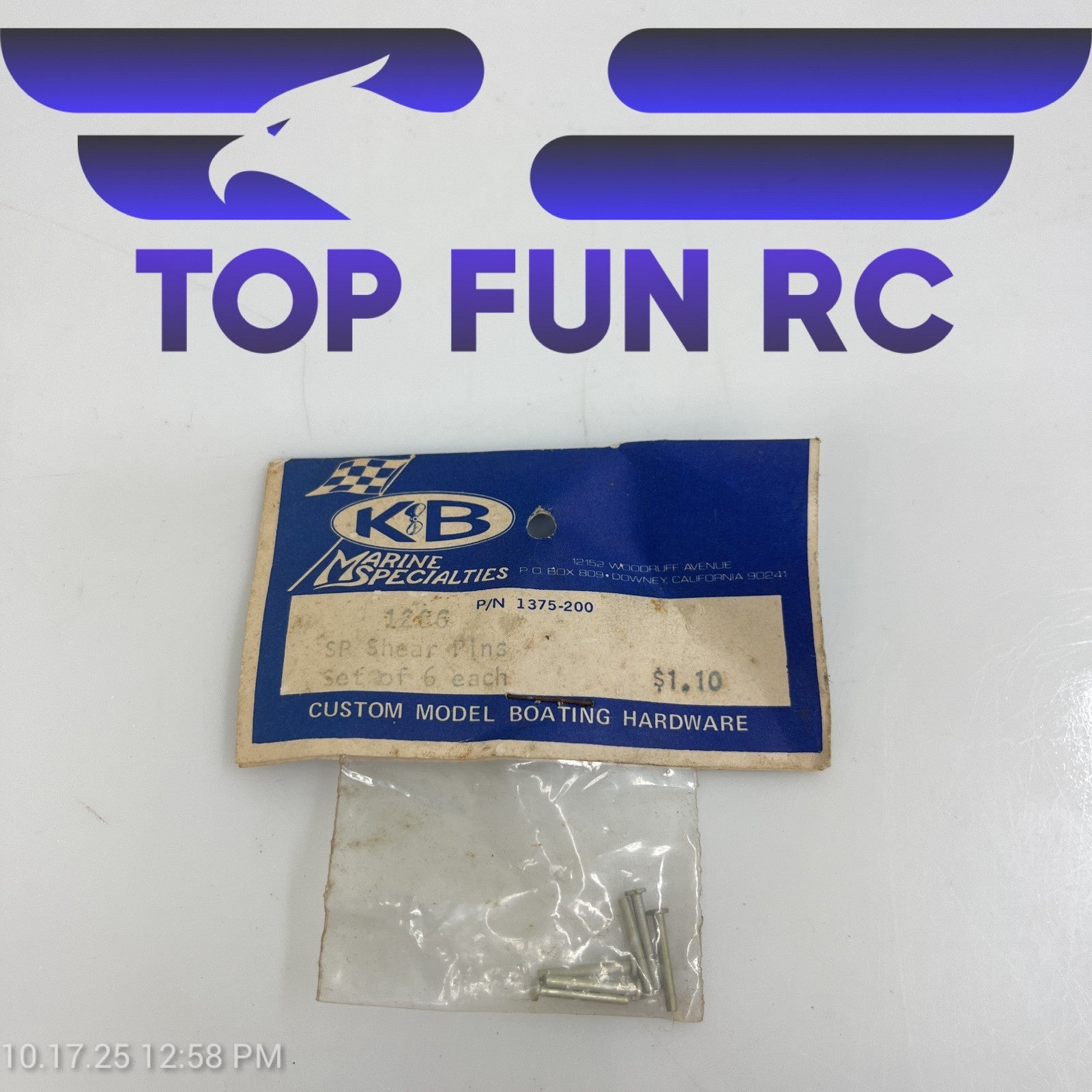 K&B Marine Specialties 1266 SP Shear Pins Set Of 6 For 3.5, 7.5 & 11cc Engines