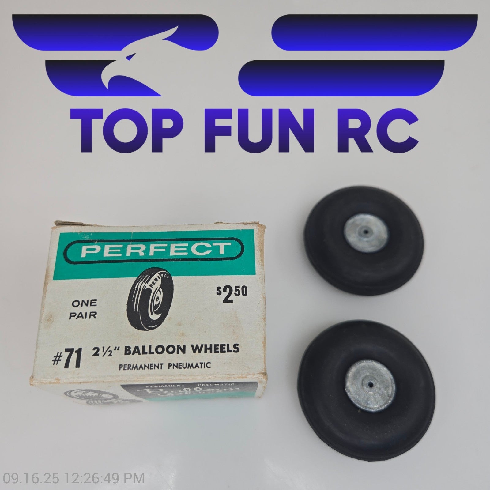 Perfect RC #71 One Pair 2 1/2" Balloon Wheels Permanent Pneumatic