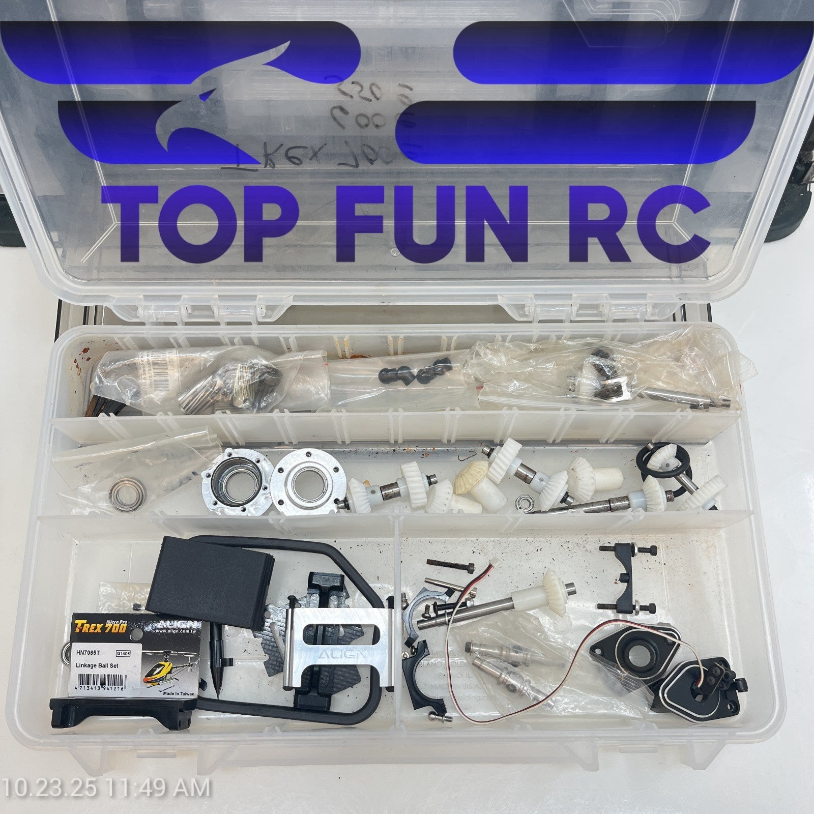 Assorted RC Parts For Align Helicopters w/ Multi Layer Case