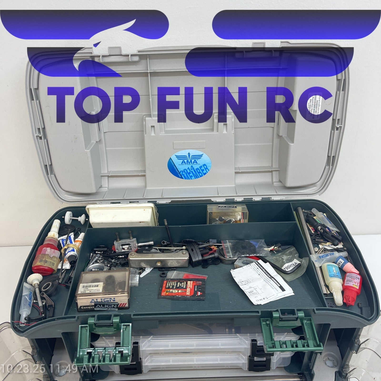 Assorted RC Parts For Align Helicopters w/ Multi Layer Case