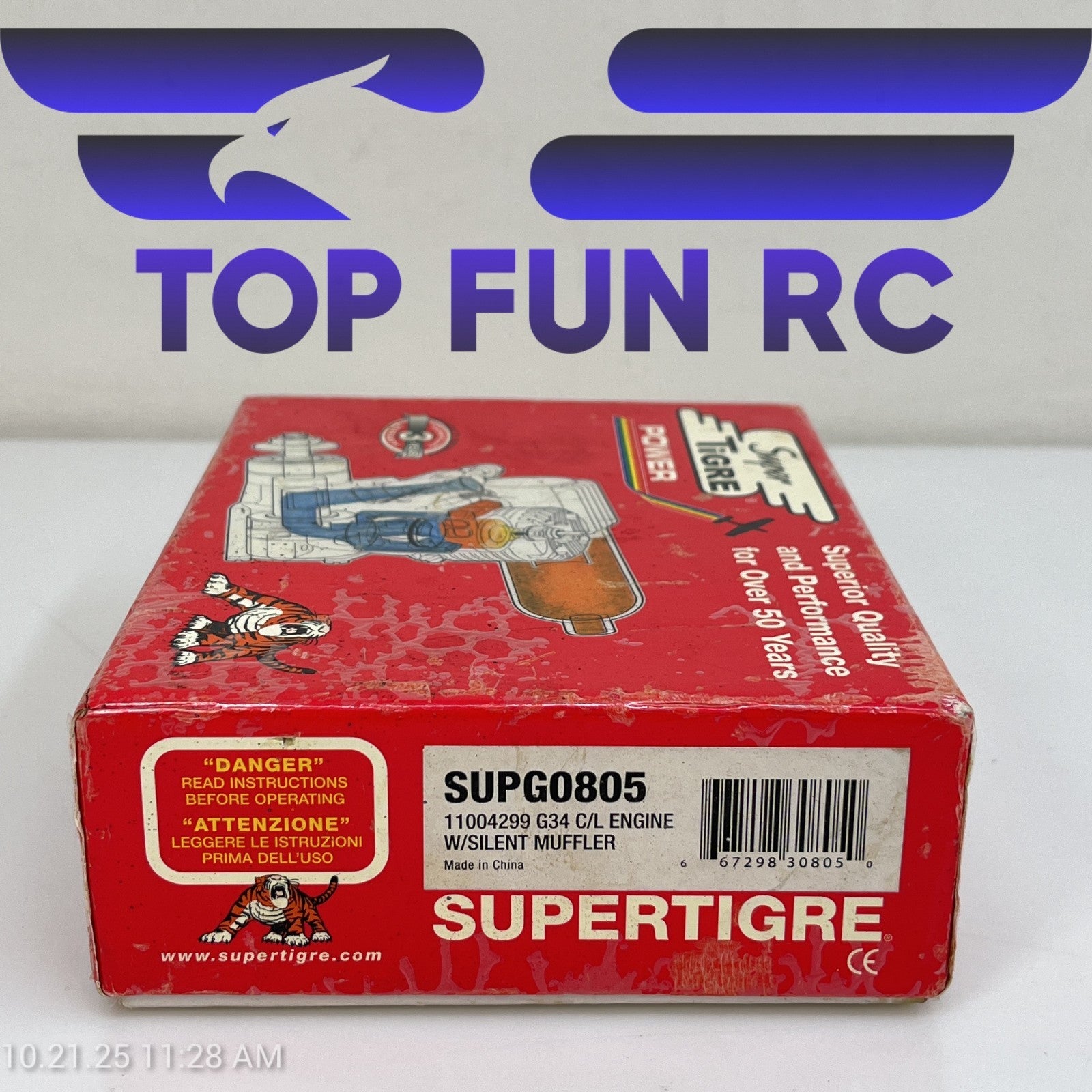 Super Tigre SUPG0805 11004299 G34 C/L Engine w/ Silent Muffler For Planes & Heli