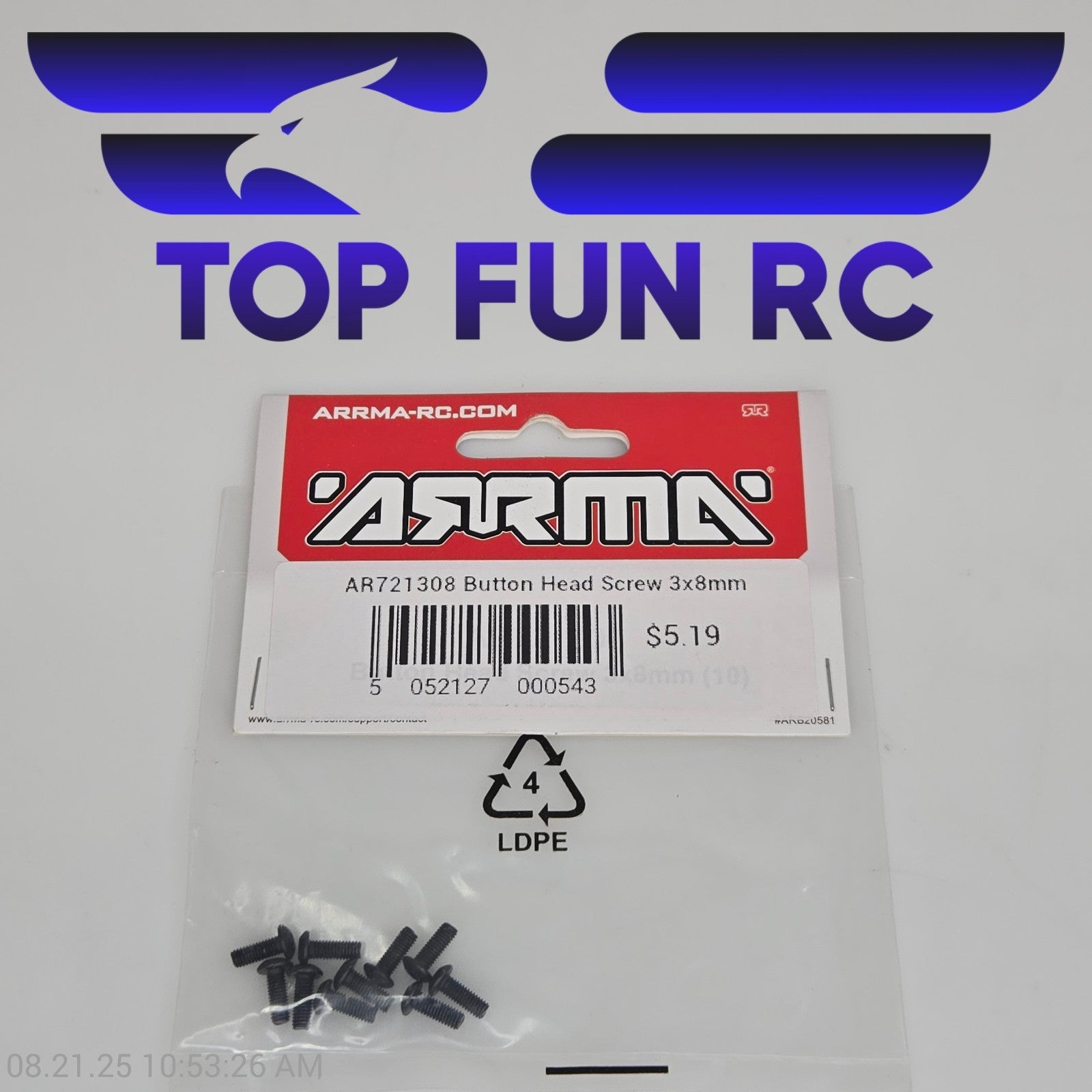 Arrma AR721308 Button Head Screw 3x8mm