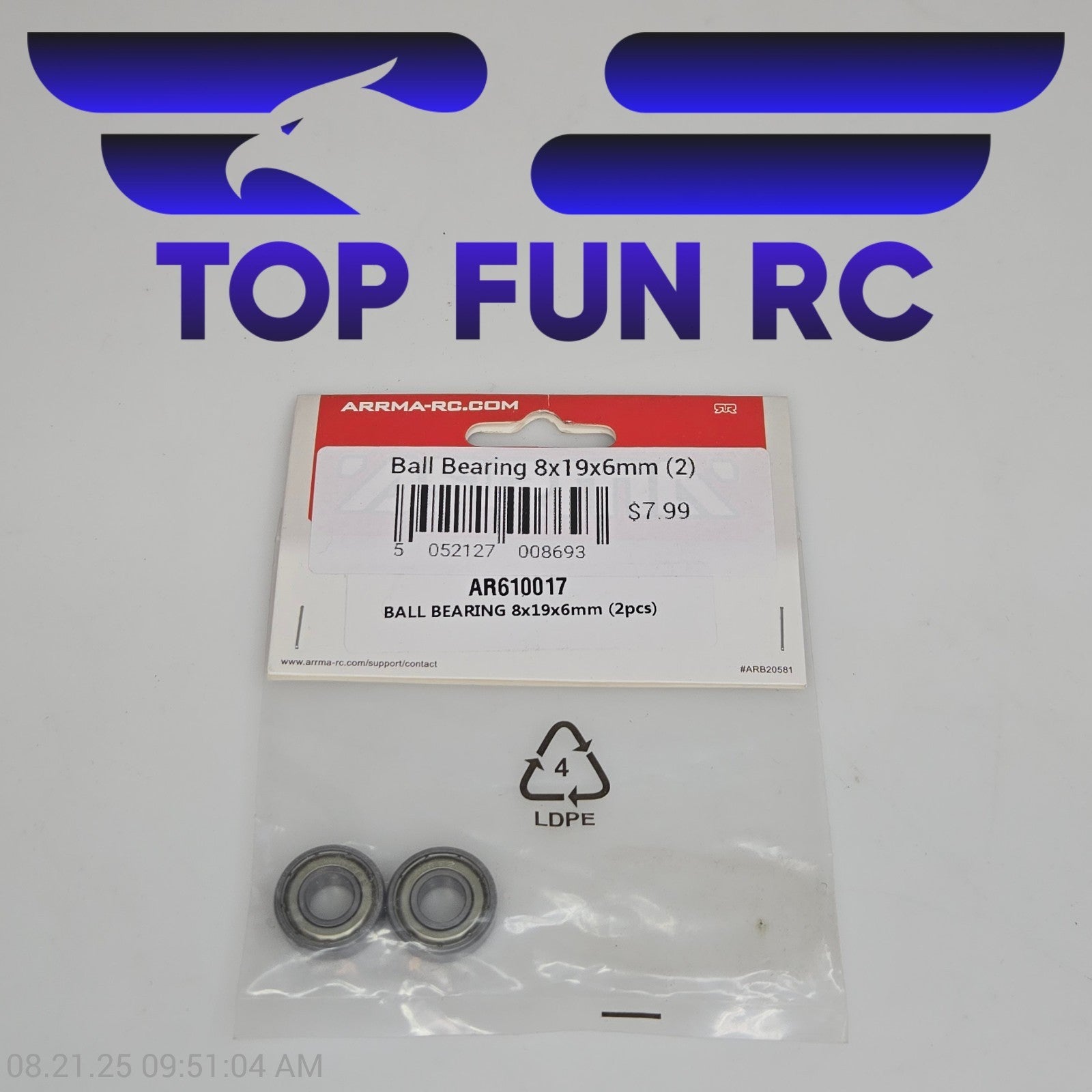 Arrma AR610017 Ball Bearing 8x19x6mm (2pcs)