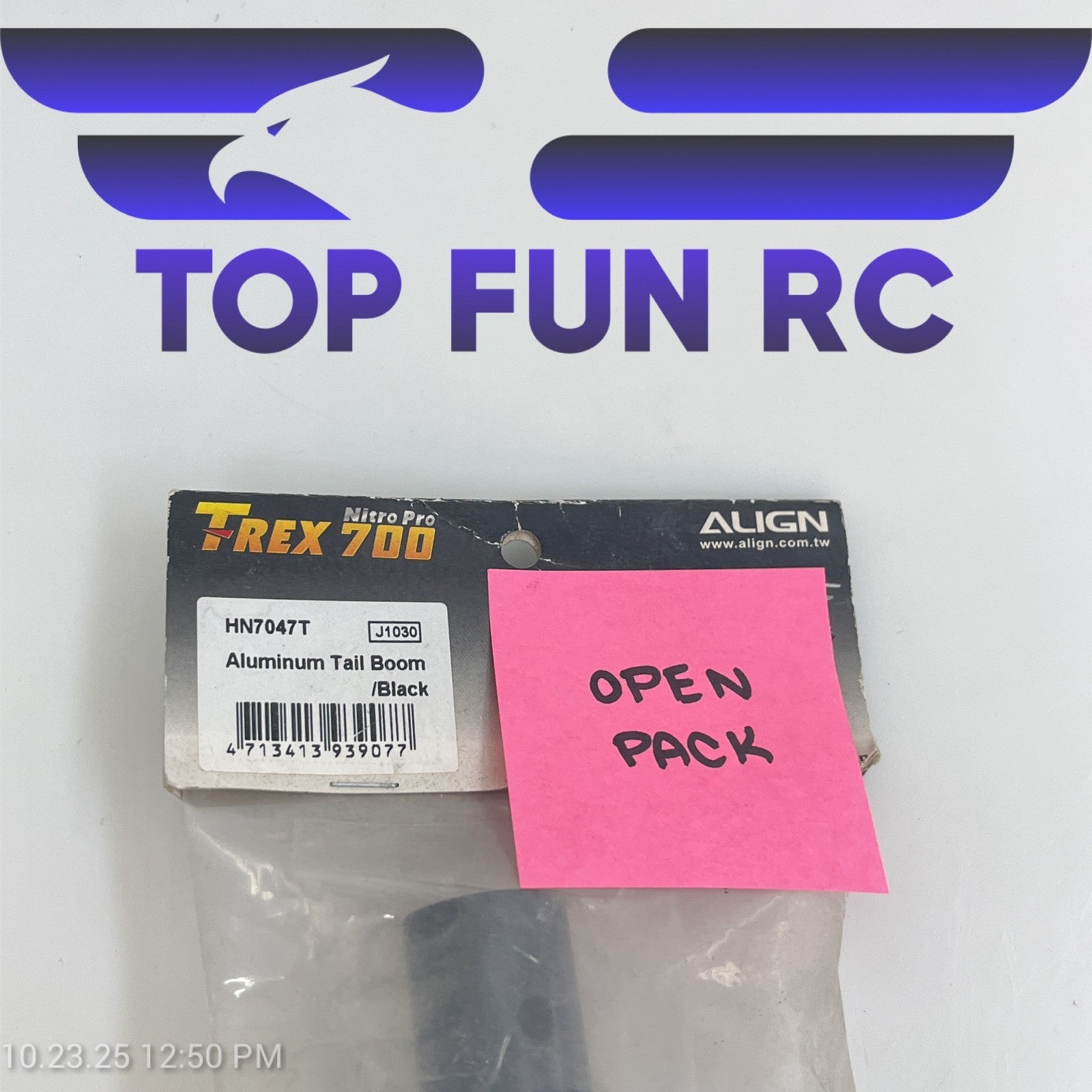 Align HN7047T Aluminum Tail Boom (Black) Open Pack "Missing One Tail Boom"