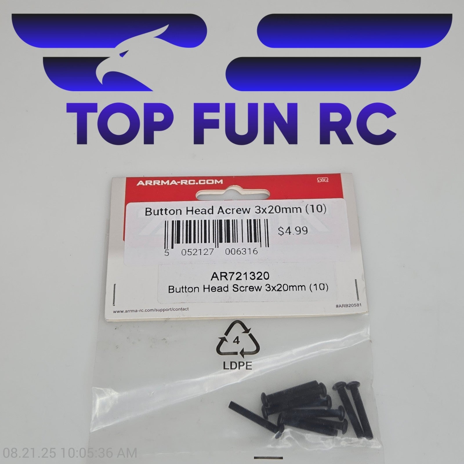 Arrma AR721320 Button Head Screw 3x20mm (10)