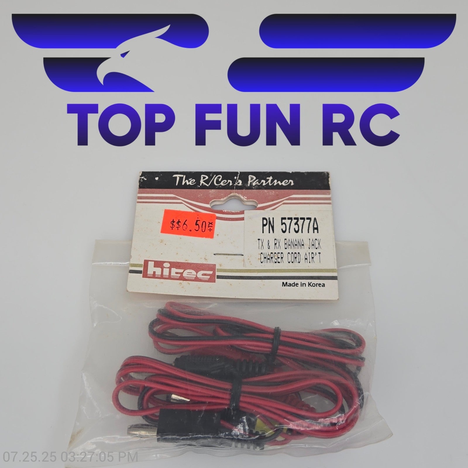 Hitec PN 57377A TX & RX Banana Jack Charger Cord For Air'T