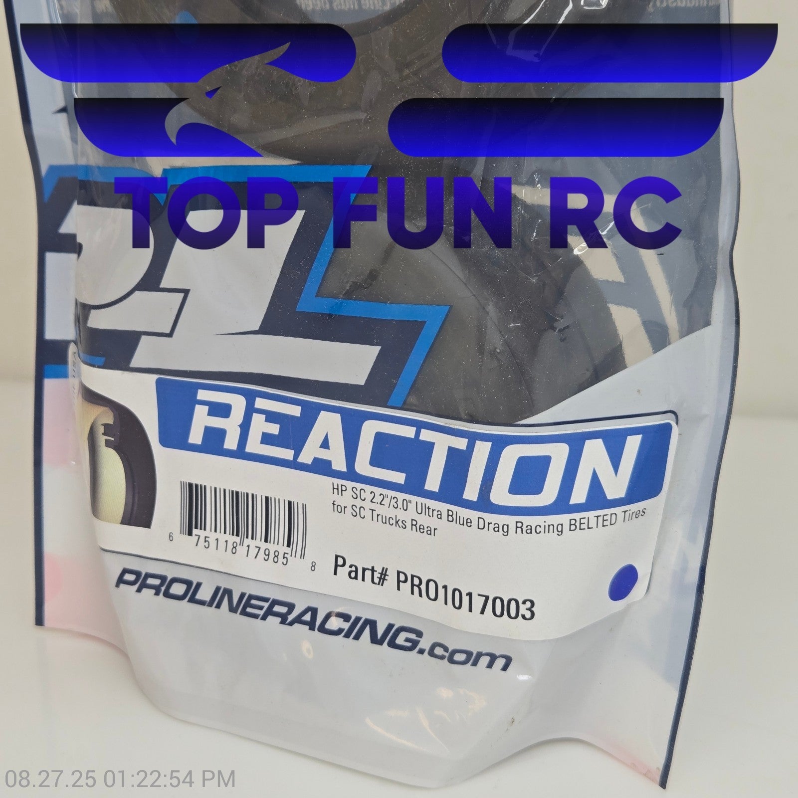 Pro-Line PRO1017003 Reaction HP SC 2.2"/3.0" Ultra Blue Drag Racing Belted Tires