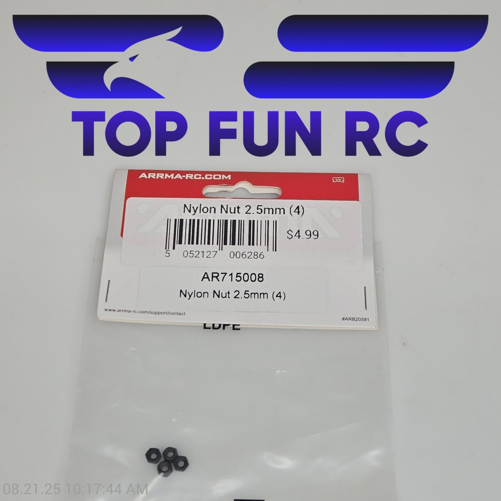 Arrma AR715008 Nylon Nut 2.5mm (4)