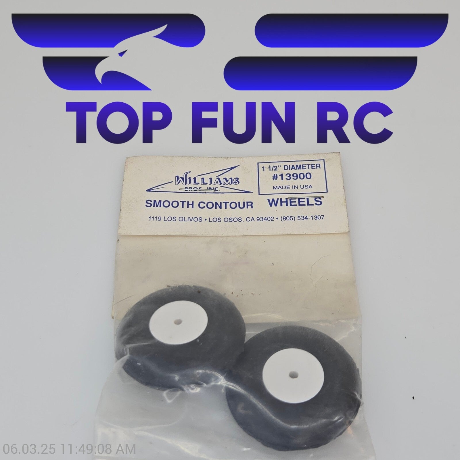 Williams Bros RC #13800 Smooth Contour Wheels 1 1/4" Diameter For June CL Racer