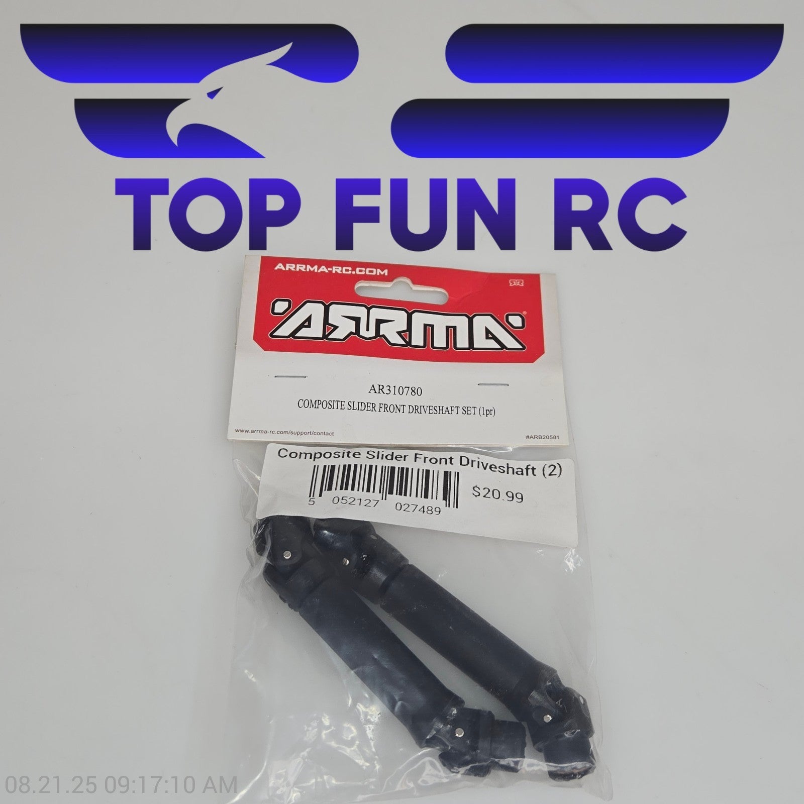 Arrma AR310780 Composite Slider Front Driveshaft Set (1pr)