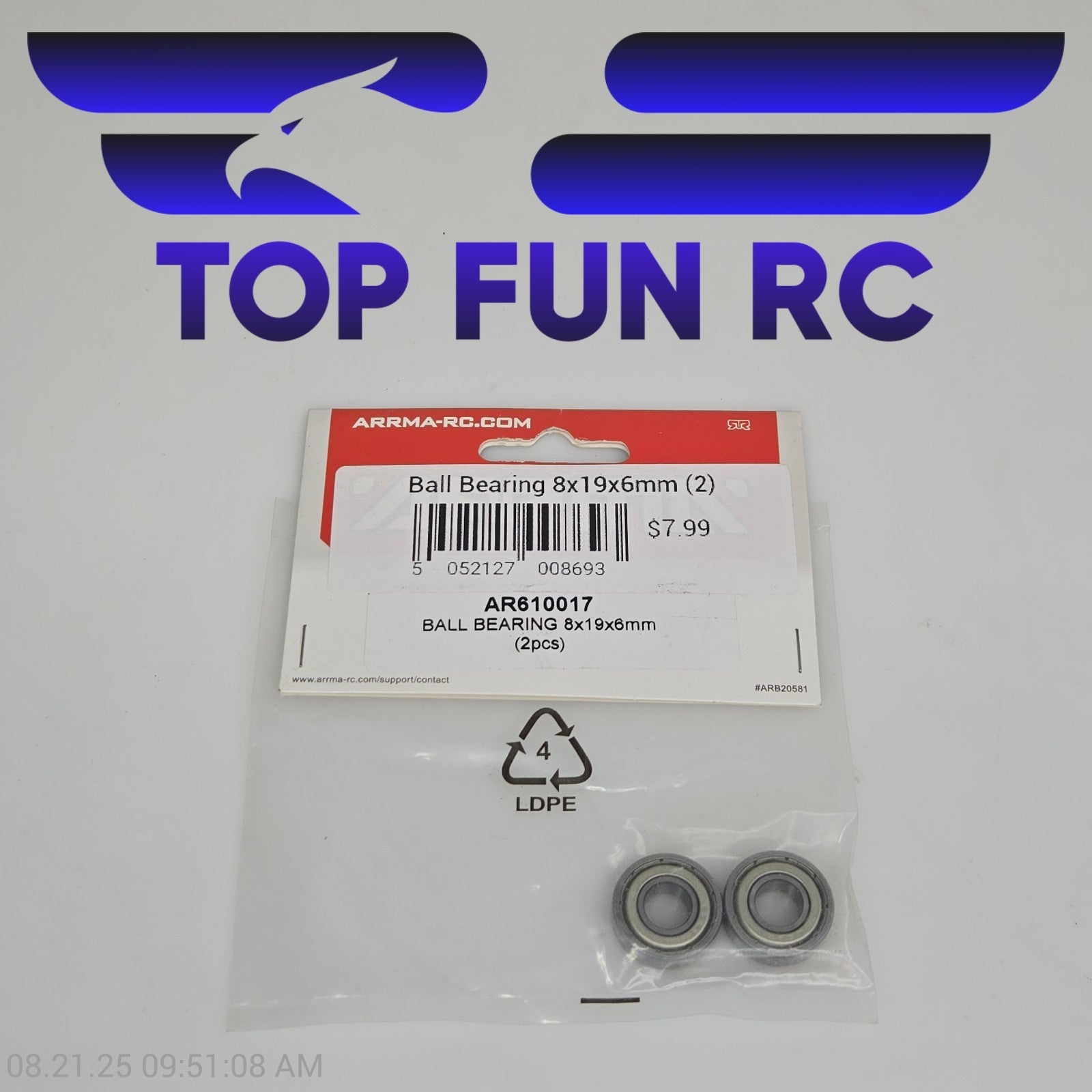 Arrma AR610017 Ball Bearing 8x19x6mm (2pcs)
