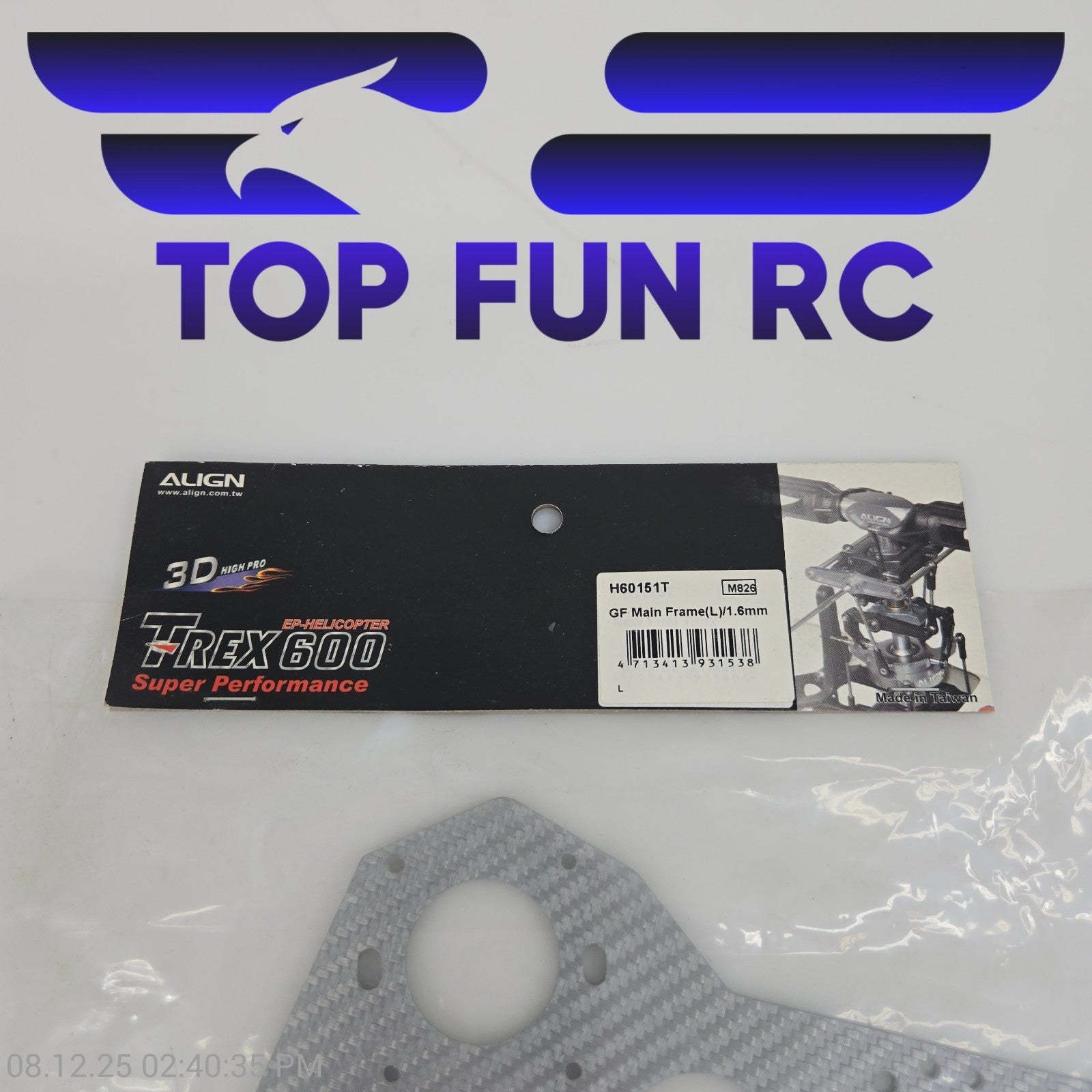 Align H60151T CF Main Frame 1.6mm For TREX 600 Helicopter