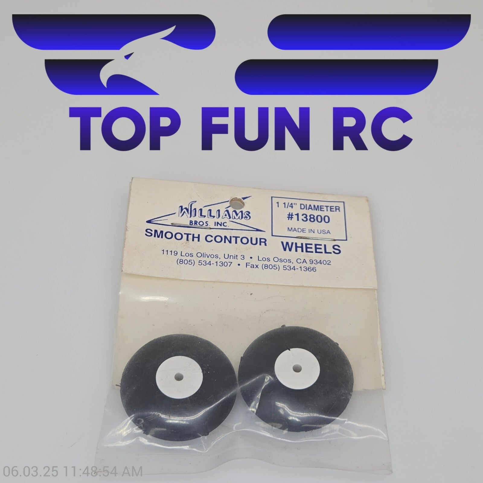 Williams Bros RC #13800 Smooth Contour Wheels 1 1/4" Diameter For June CL Racer