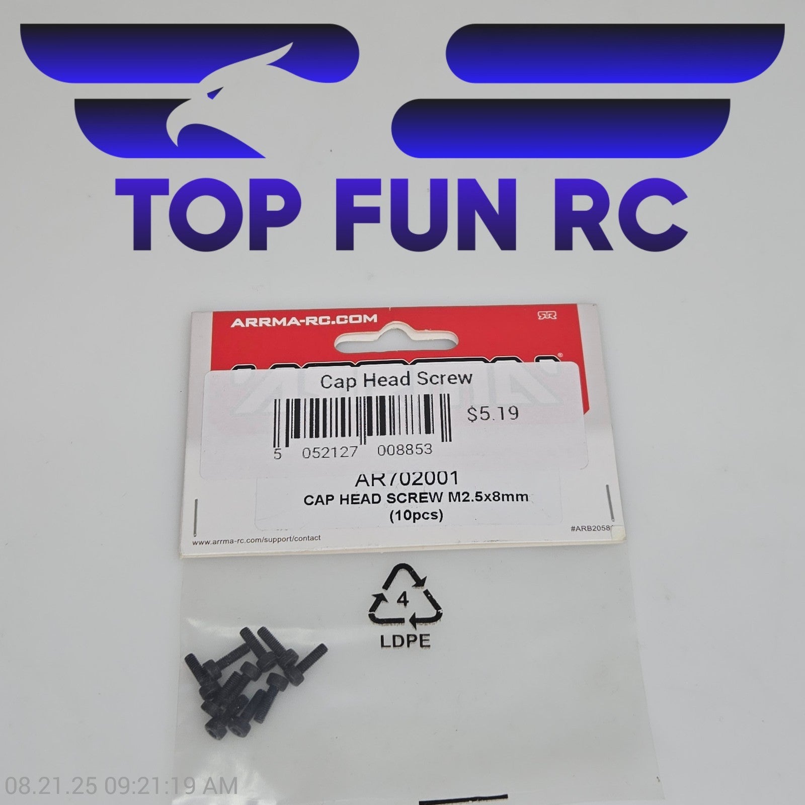 Arrma AR702001 Cap Head Screw M2.5x8mm (10pcs)