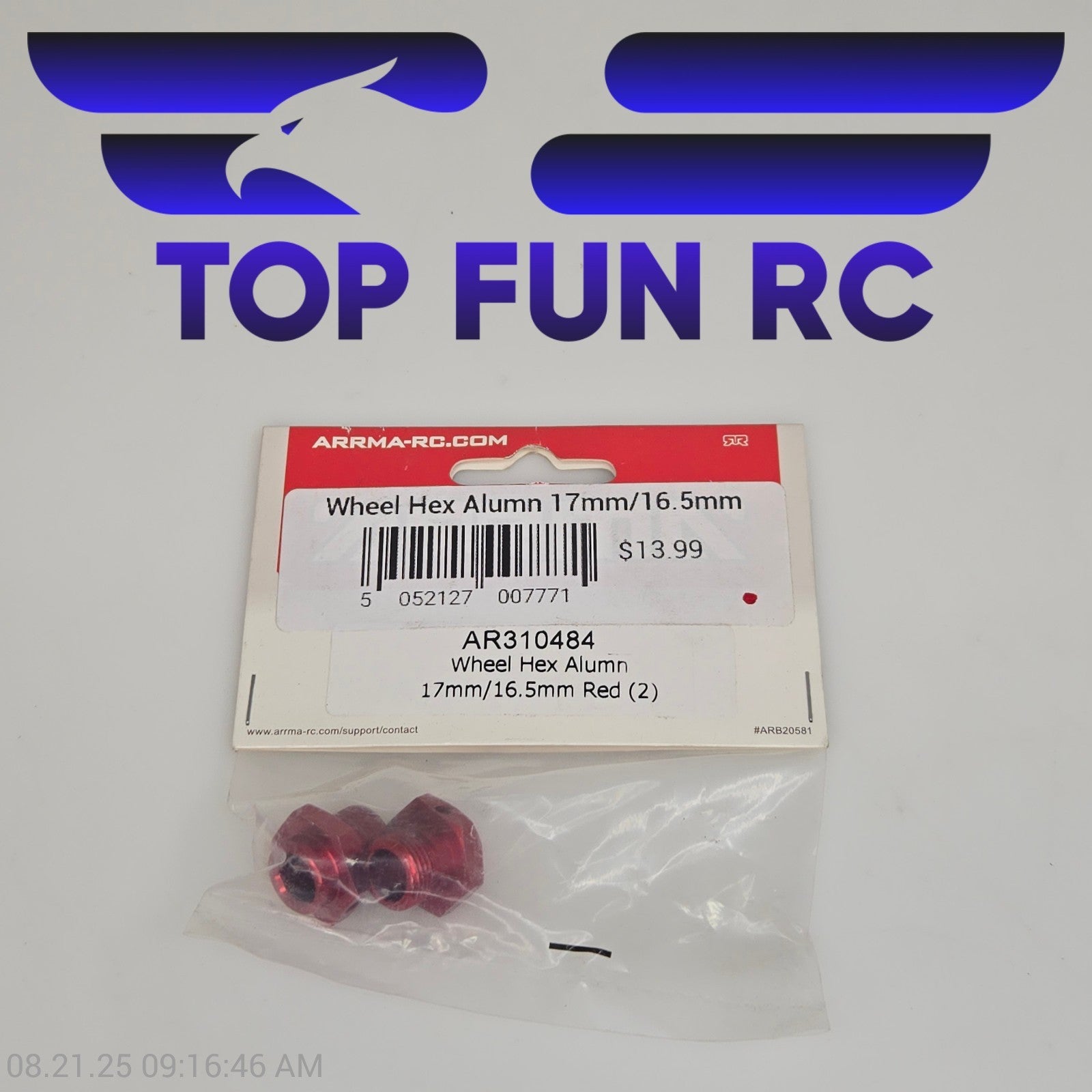 Arrma AR310484 Wheel Hex Aluminum 17mm/16.5mm Red (2)