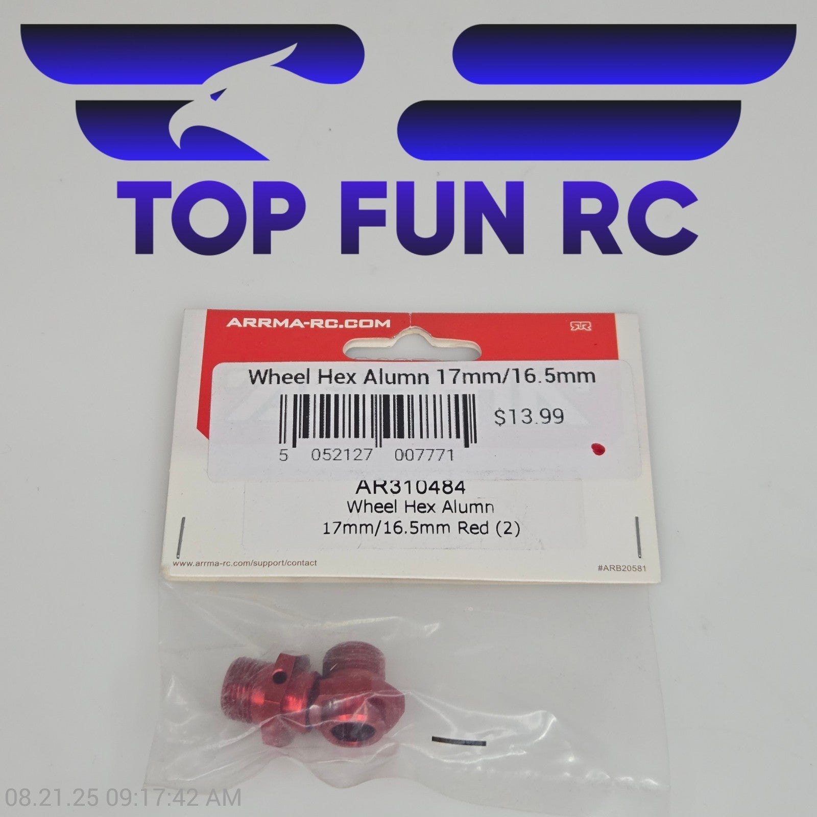 Arrma AR310484 Wheel Hex Aluminum 17mm/16.5mm Red (2)