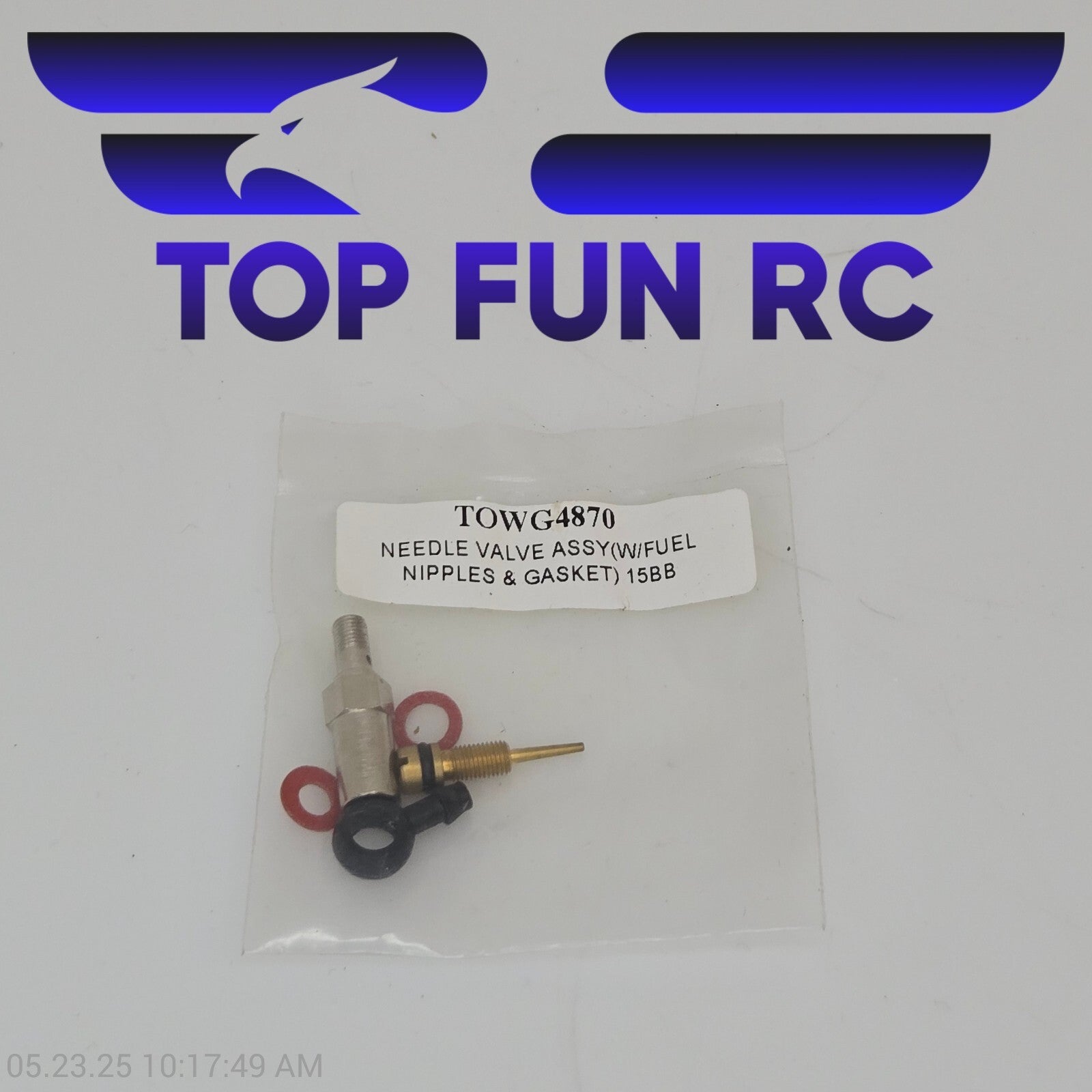 Tower Hobbies TOWG4870 Needle Valve Assembly w/ Fuel Nipples & Gasket 15BB