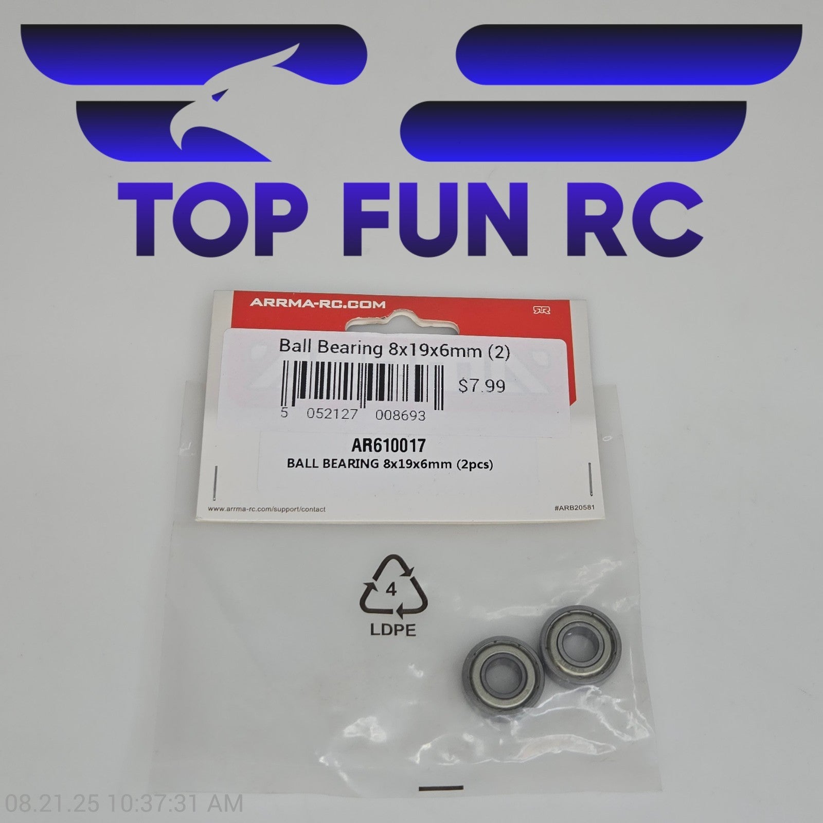 Arrma AR610017 Ball Bearing 8x19x6mm (2pcs)