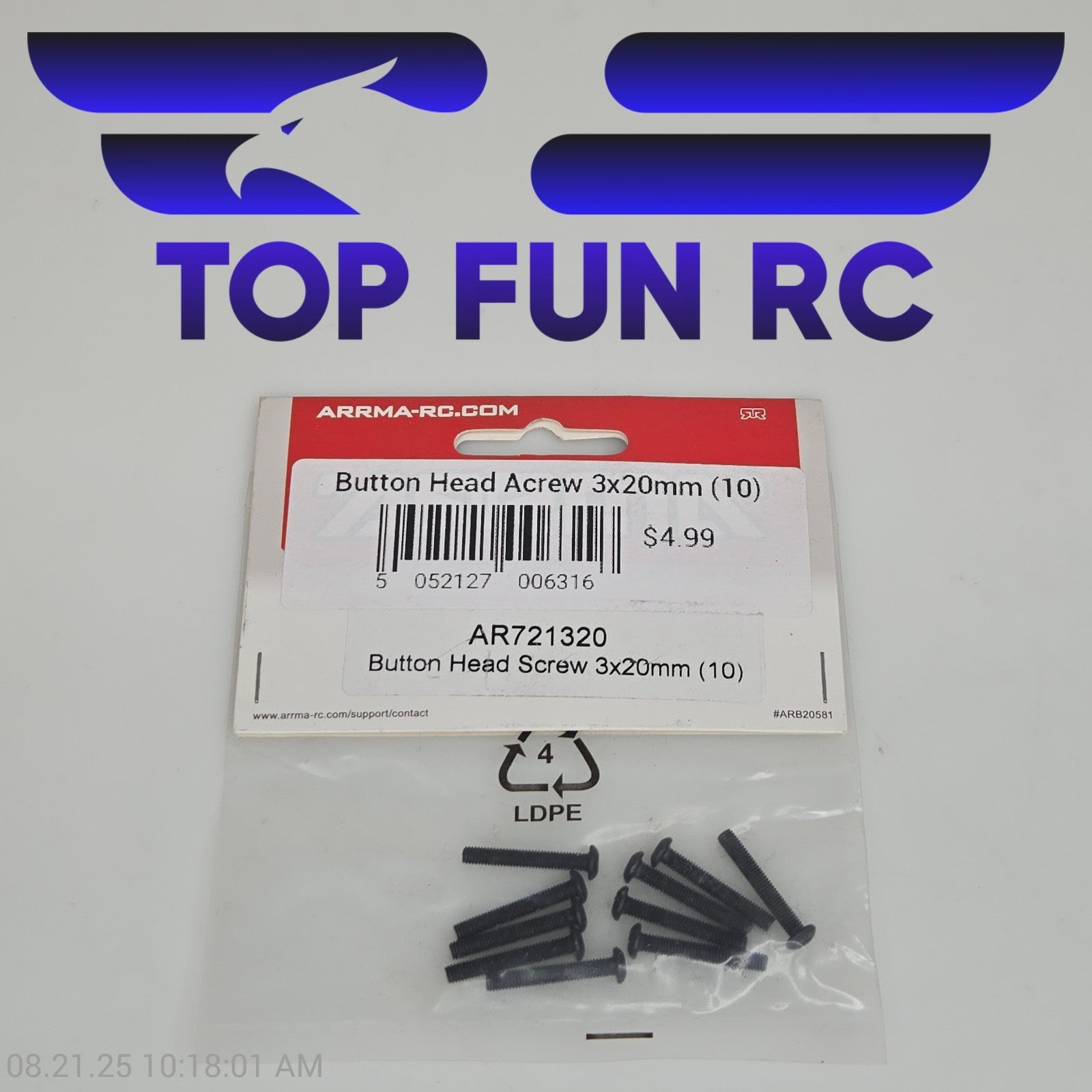 Arrma AR721320 Button Head Screw 3x20mm (10)