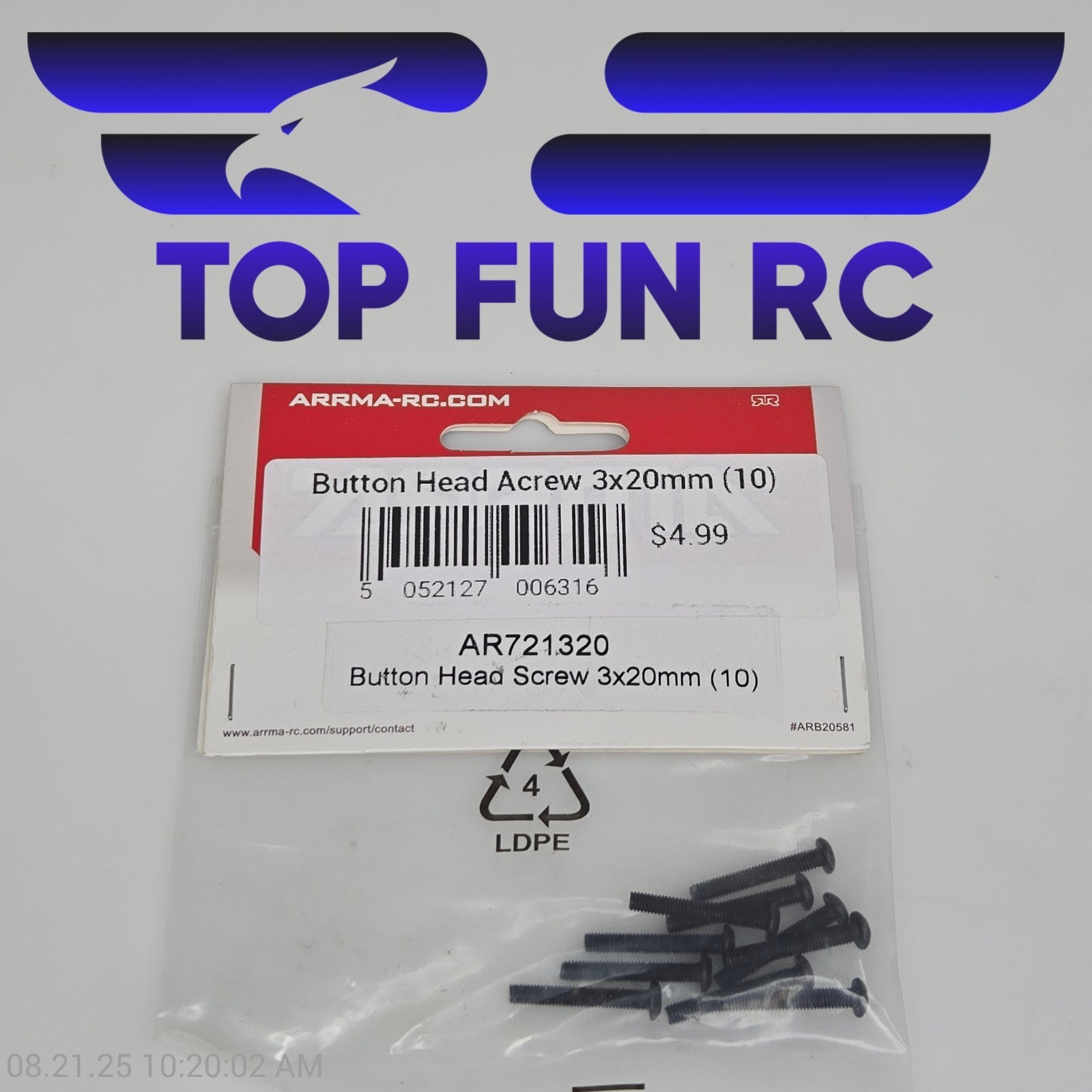 Arrma AR721320 Button Head Screw 3x20mm (10)