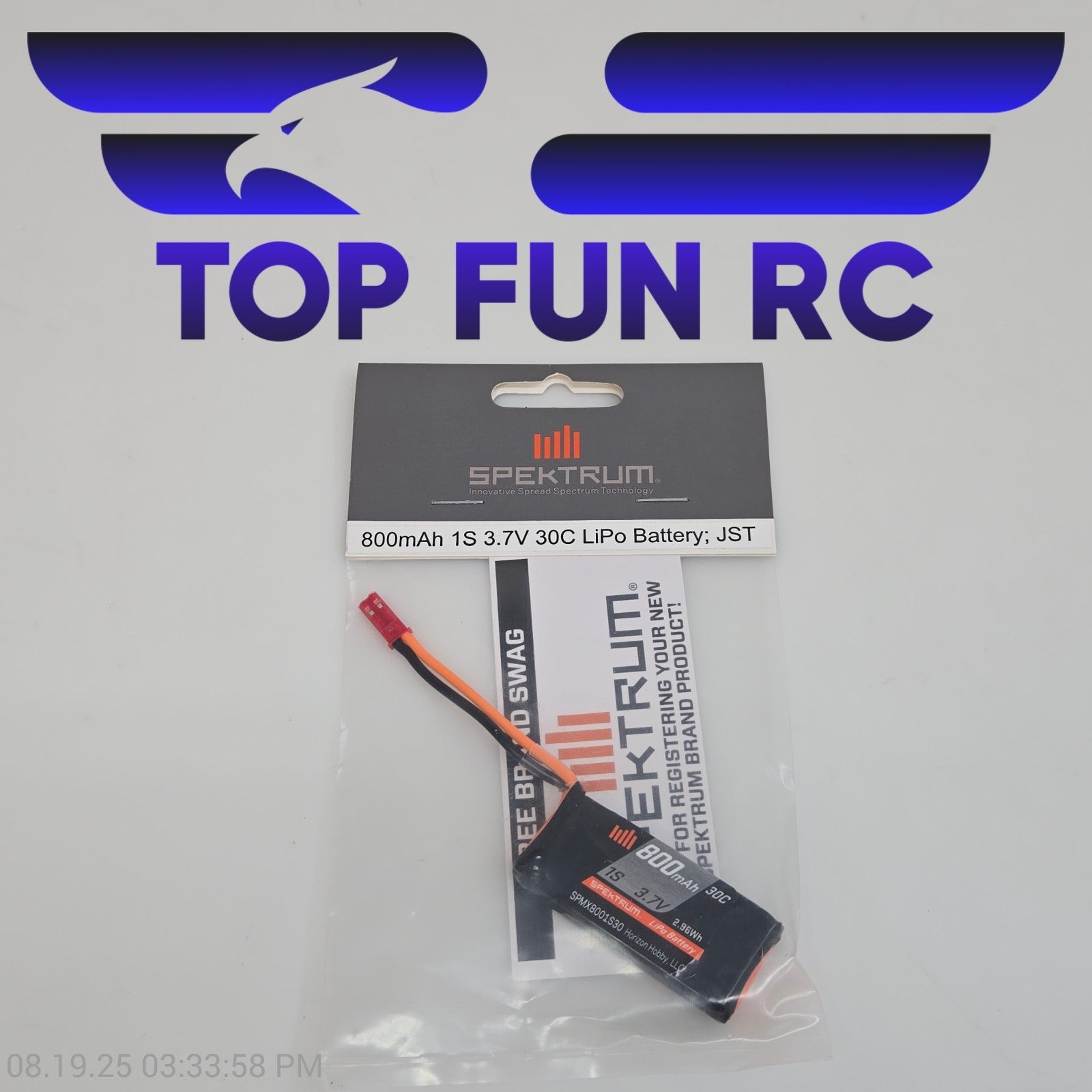 Spektrum 800mAh 1s 3.7V 30C Lipo Battery w/ JST Connector