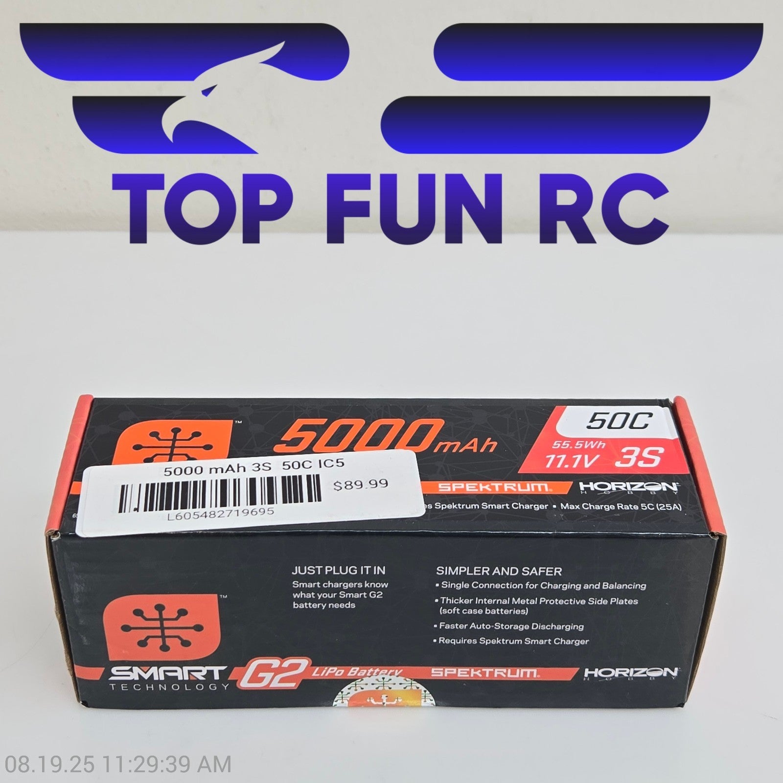 Spektrum Accessories 5000mAh 3S 11.1V Smart G2 LiPo 50C Hard Case IC5