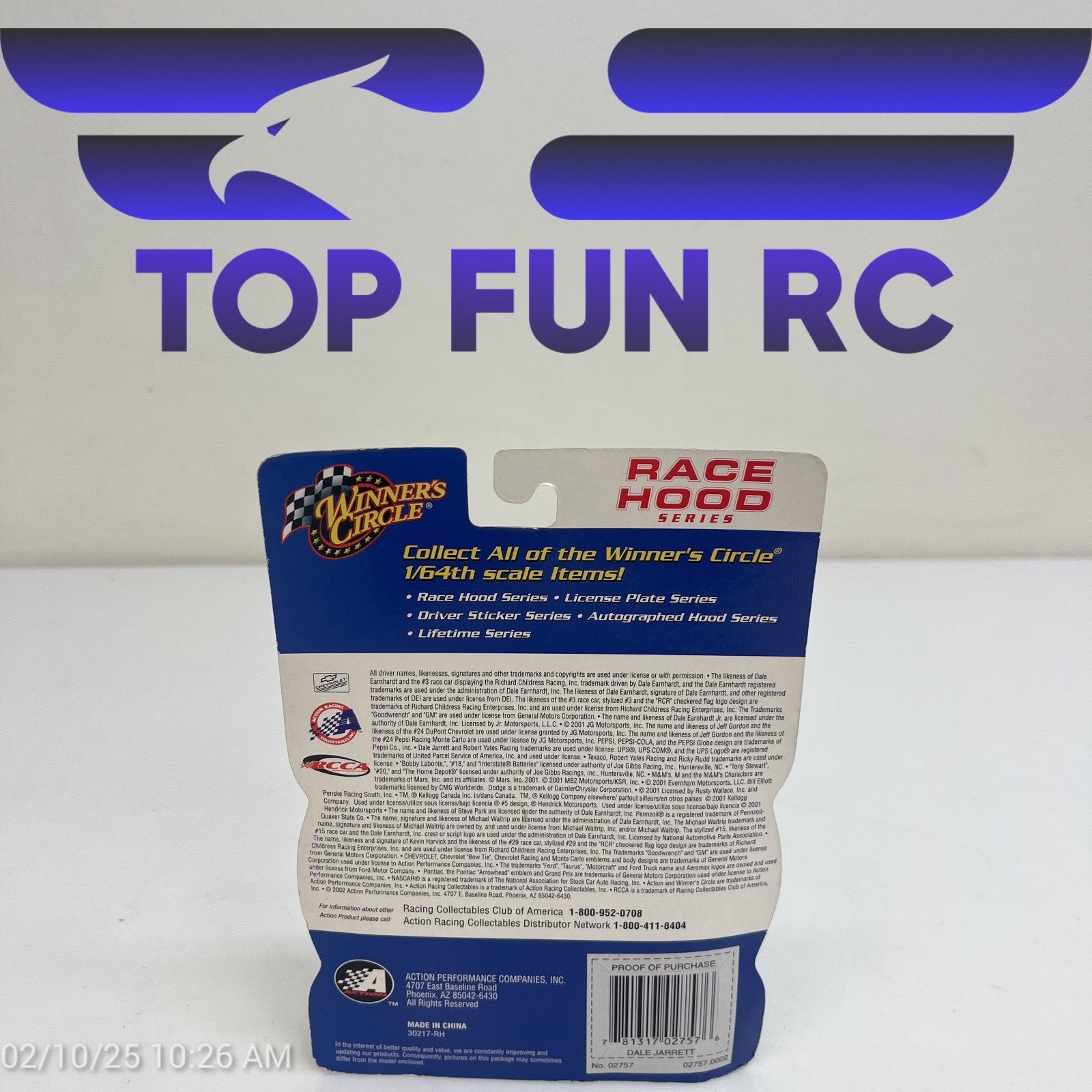 Winners Circle Dale Jarrett UPS Flame Hood Race Hood Series #88 Diecast