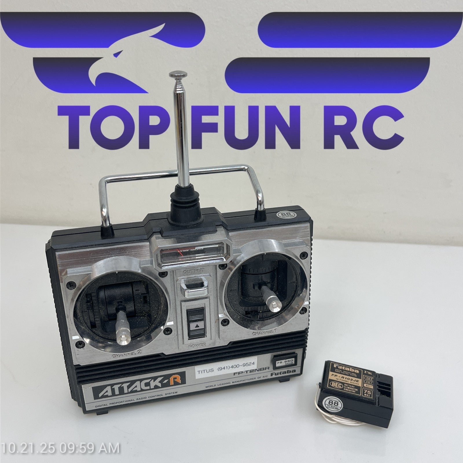 Futaba FP-T2NBR Attack-R Transmitter w/ Futaba FP-R102JE 2-Channel Receiver