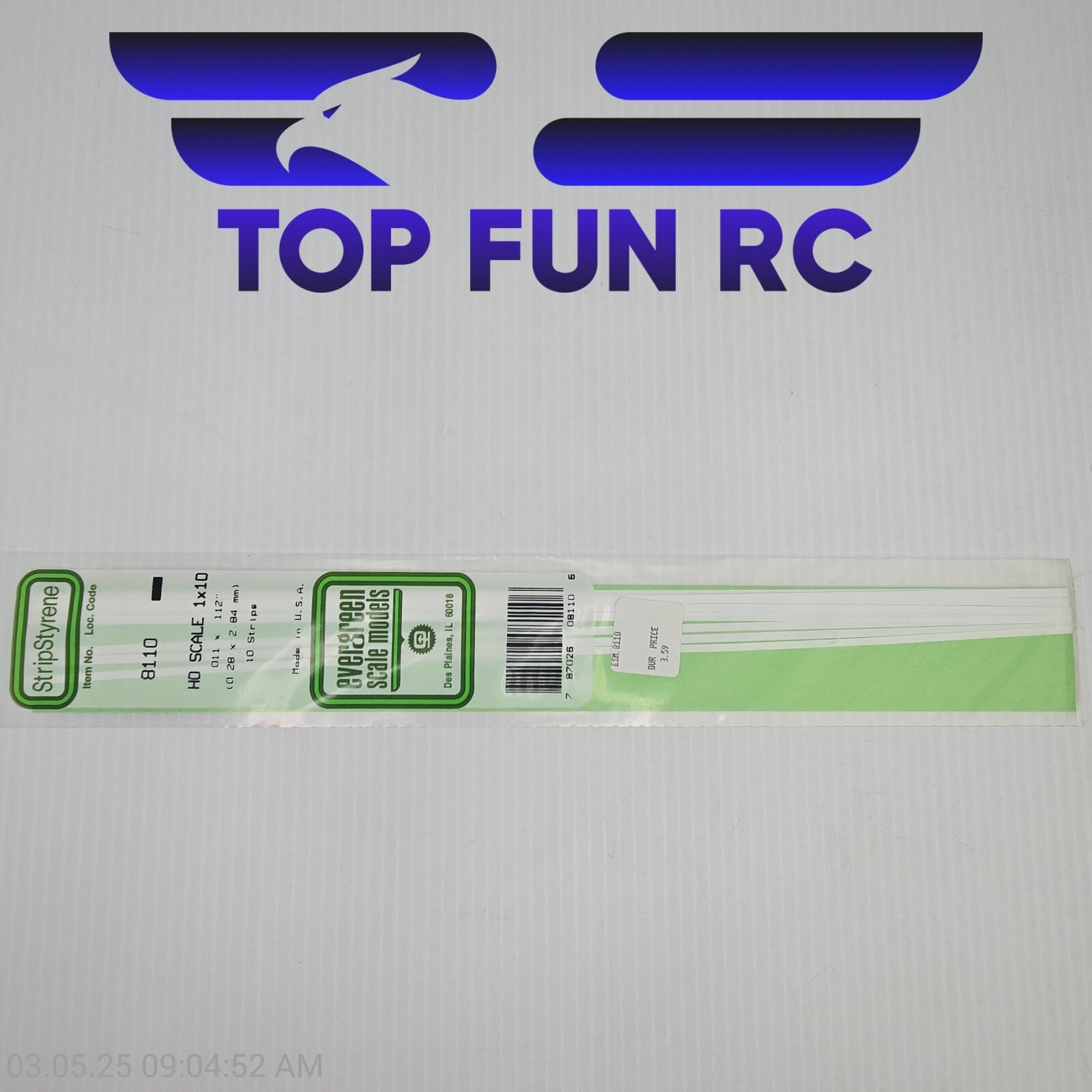 Evergreen Scale Models EVG8110-Polystyrene HO Scale Strips (10) (1 x 10)
