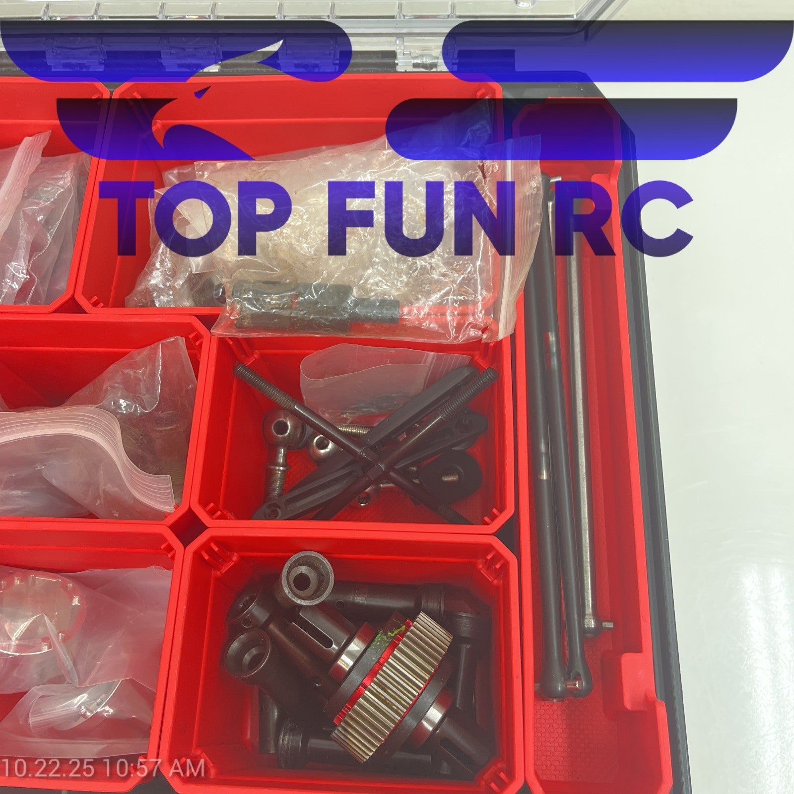 RC Assorted Parts Driveshaft, A-Arm Mounts, Axle Hub Nuts, Various Hardware