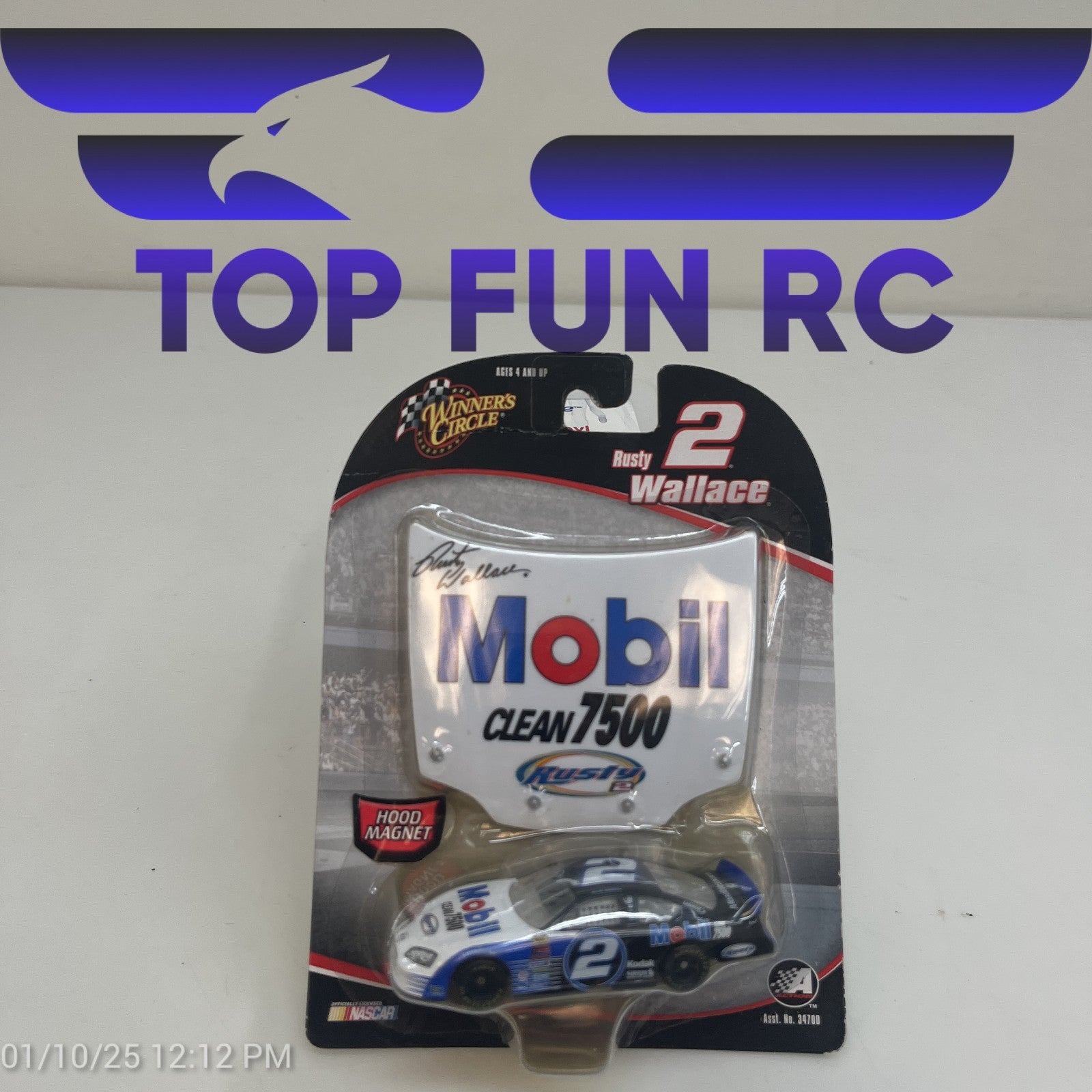 Winners Circle Rusty Wallace #2 Mobil Clean 7500 Hood Magnet Diecast