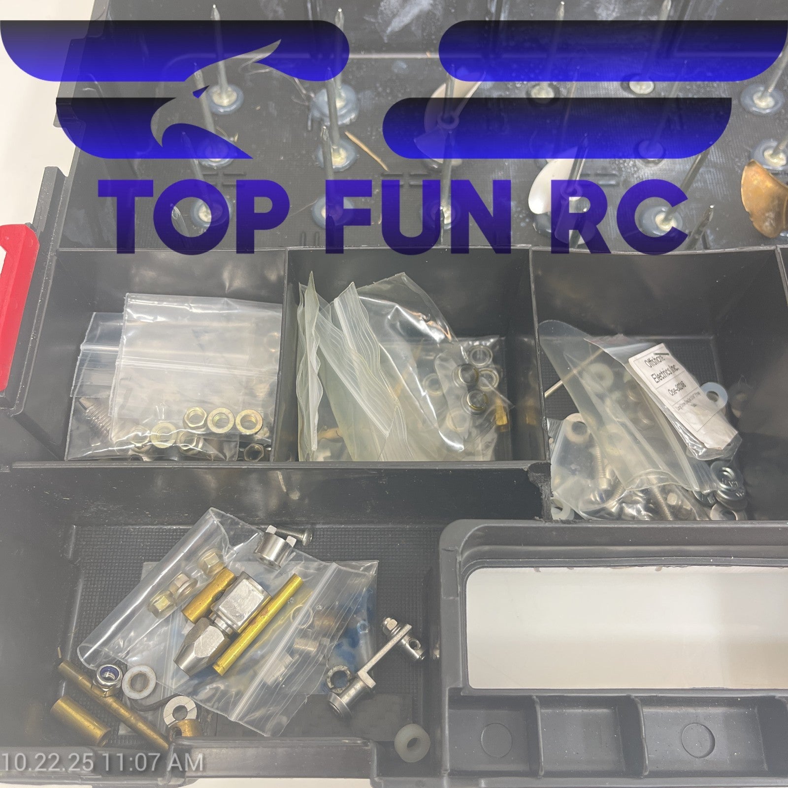 RC Assorted Propellers & Boat Parts Couplers/Props/Tools Comes w/ Plastic Case