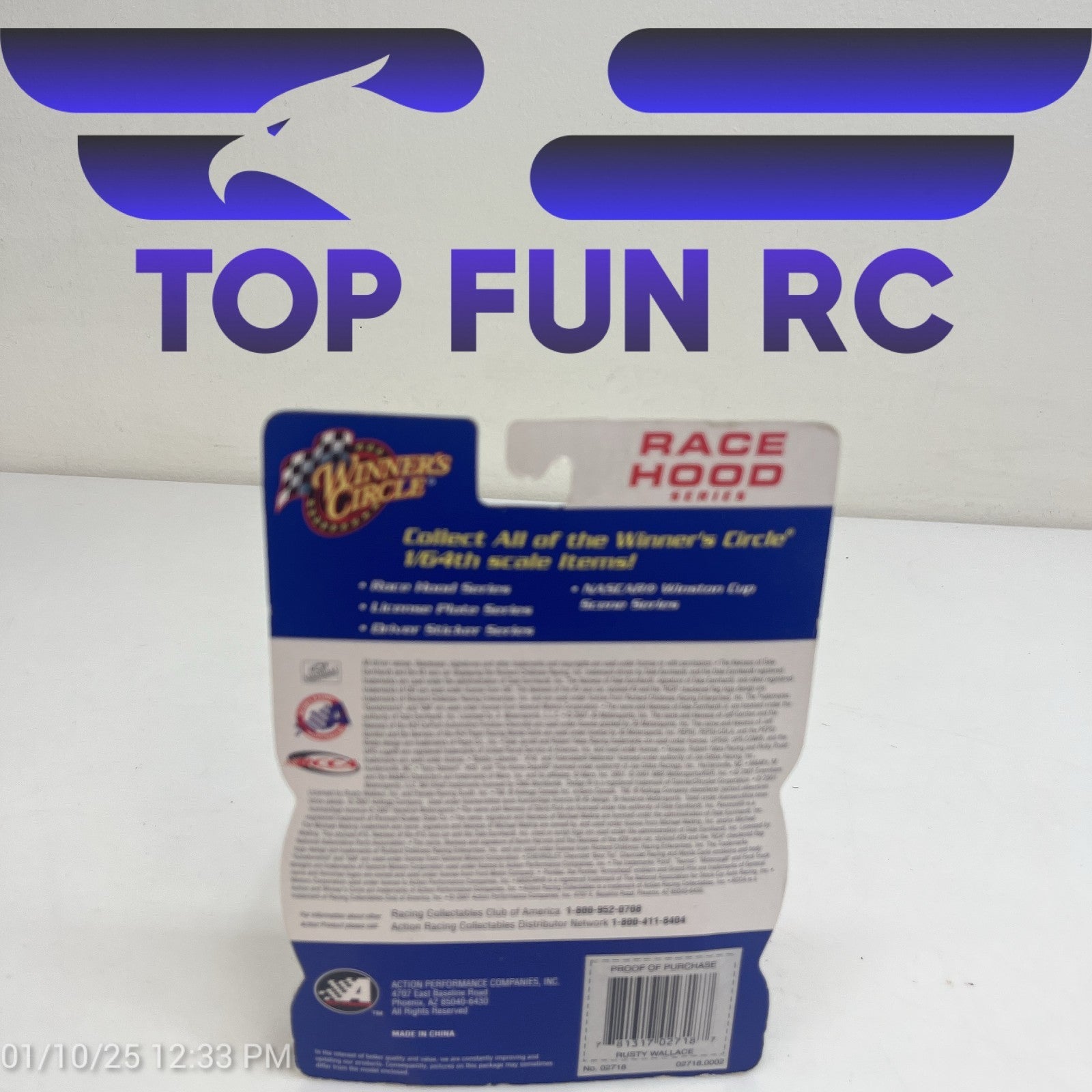 Winners Circle Rusty Wallace #2 Harley Davidson Hood Magnet Diecast