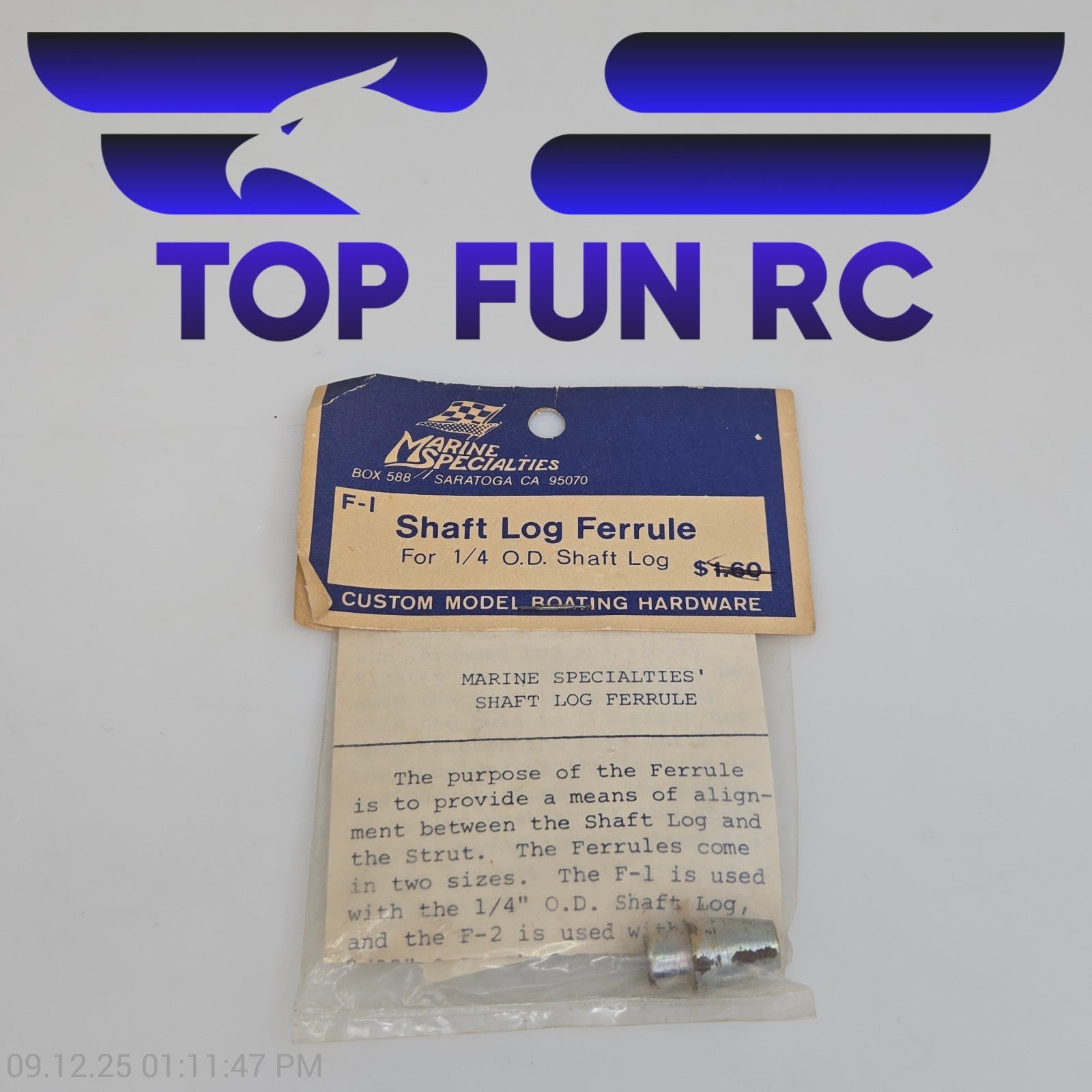 Marine Specialities F-I Shaft Log Ferrule For 1/4 O.D. Shaft Log