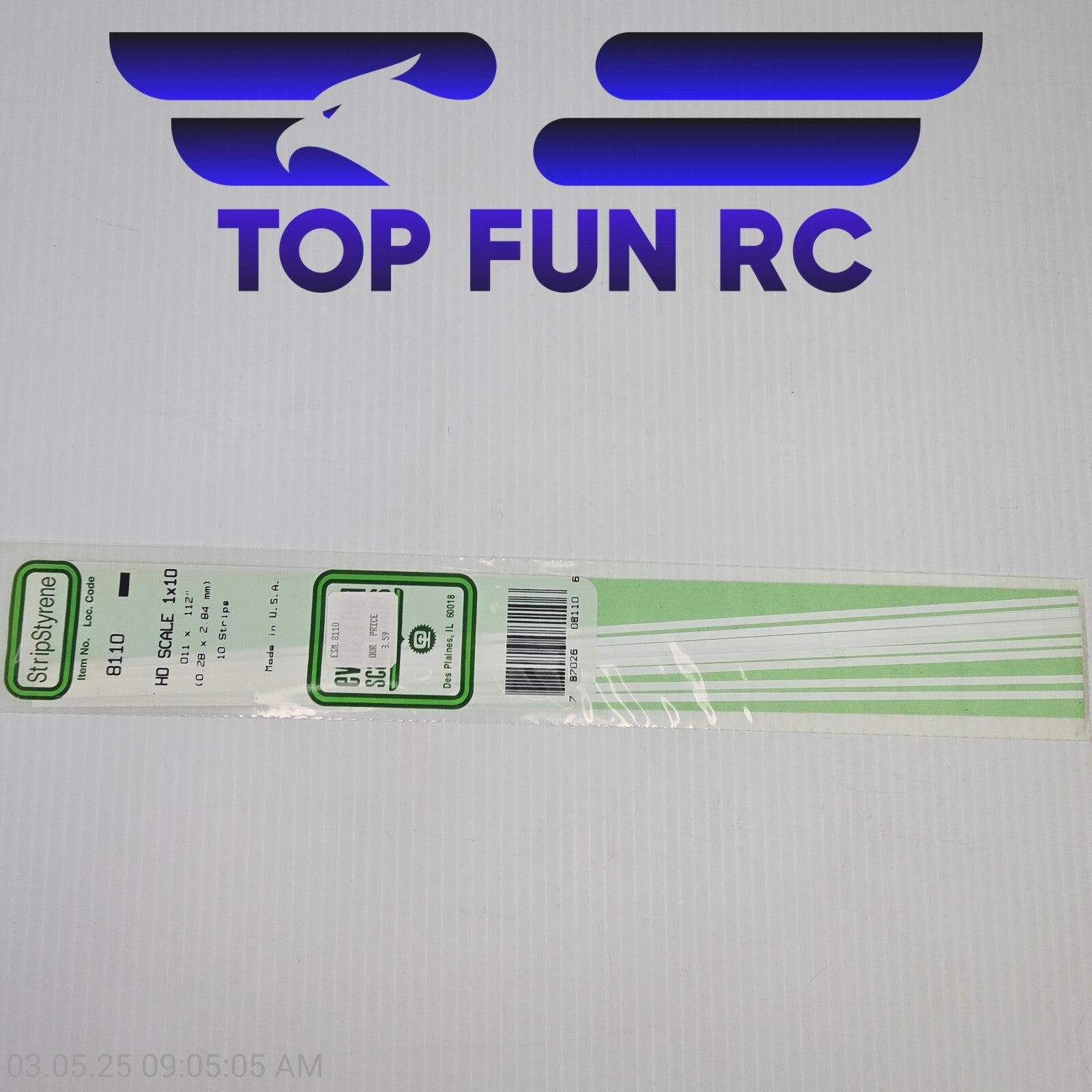 Evergreen Scale Models EVG8110-Polystyrene HO Scale Strips (10) (1 x 10)