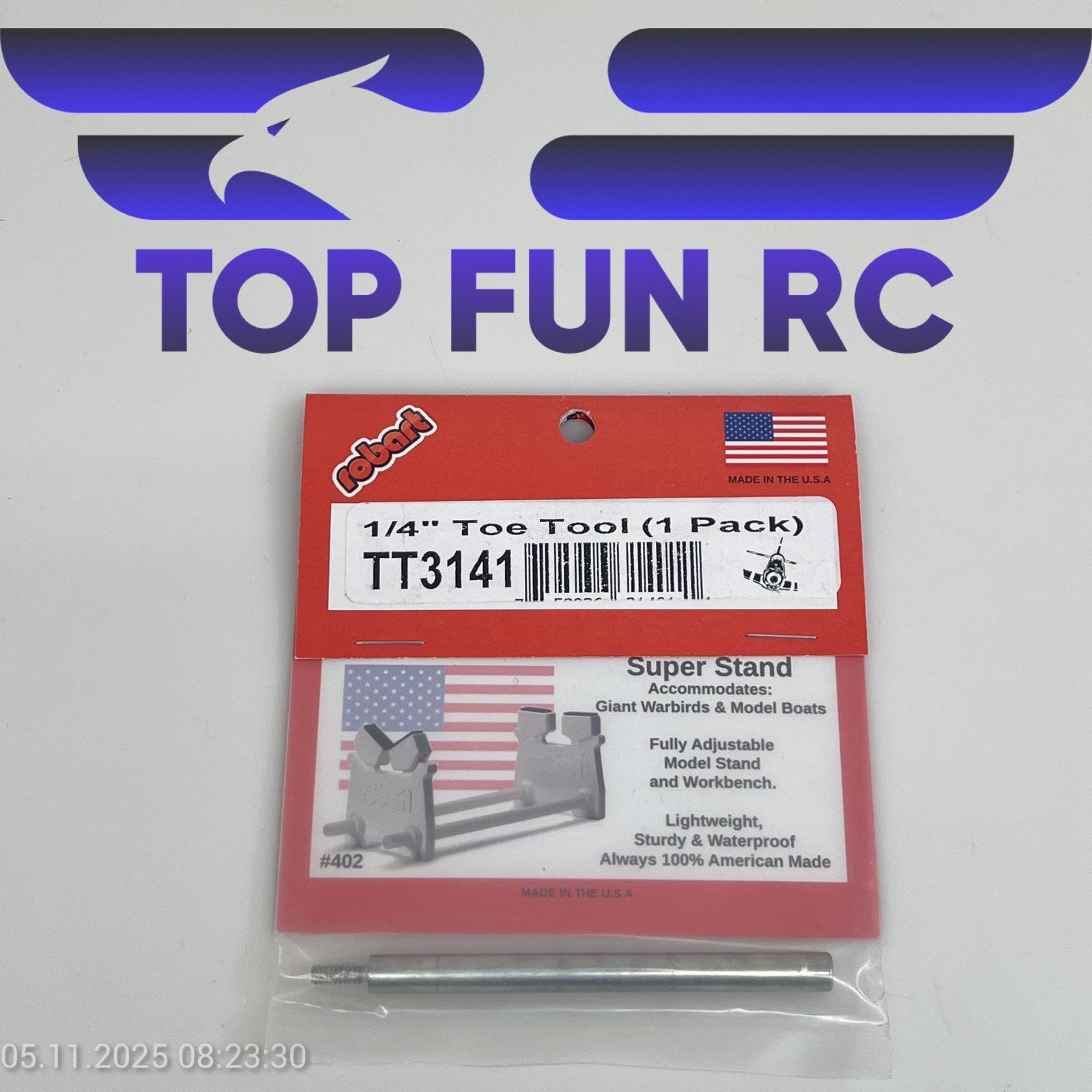 ROBART TT3141 1/4" TOE TOOL (1 PACK) FOR SQUARING UP AXLE & STRUTS FOR RC PLANES