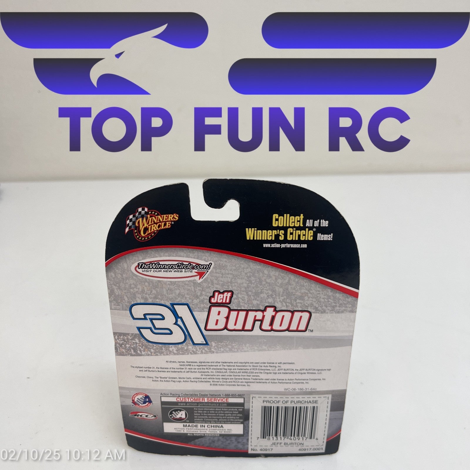 Winners Circle Jeff Burton #31 Big & Rich Hood Magnet Diecast
