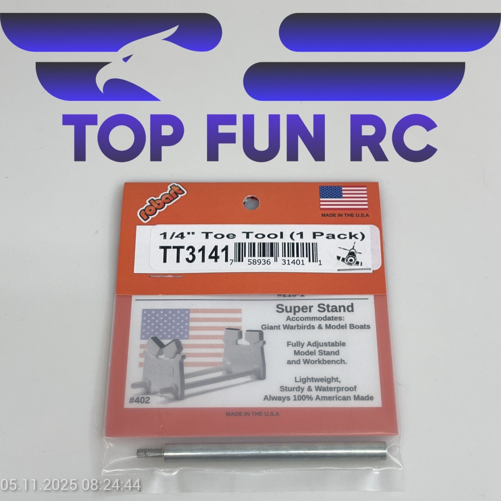 ROBART TT3141 1/4" TOE TOOL (1 PACK) FOR SQUARING UP AXLE & STRUTS FOR RC PLANES