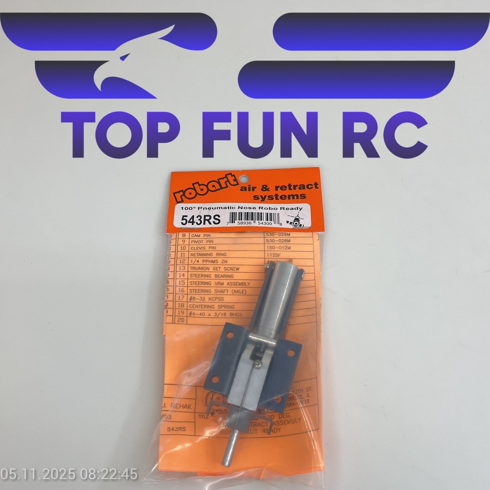 ROBART 543RS 100° PNEUMATIC NOSE ROBO STRUT READY FOR RC AIRPLANES UP TO 24 LBS