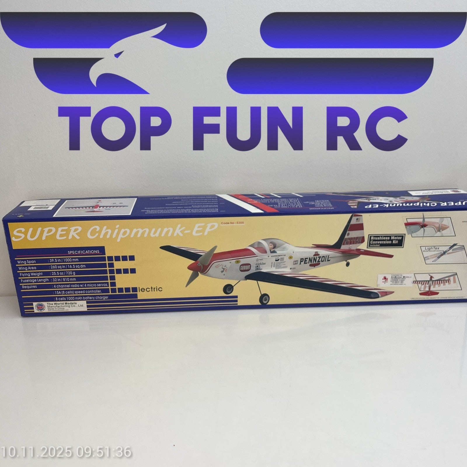 THE WORLD MODELS SUPER CHIPMUNK-EP MODEL KIT 39.5" ELECTRIC POWERED ARF