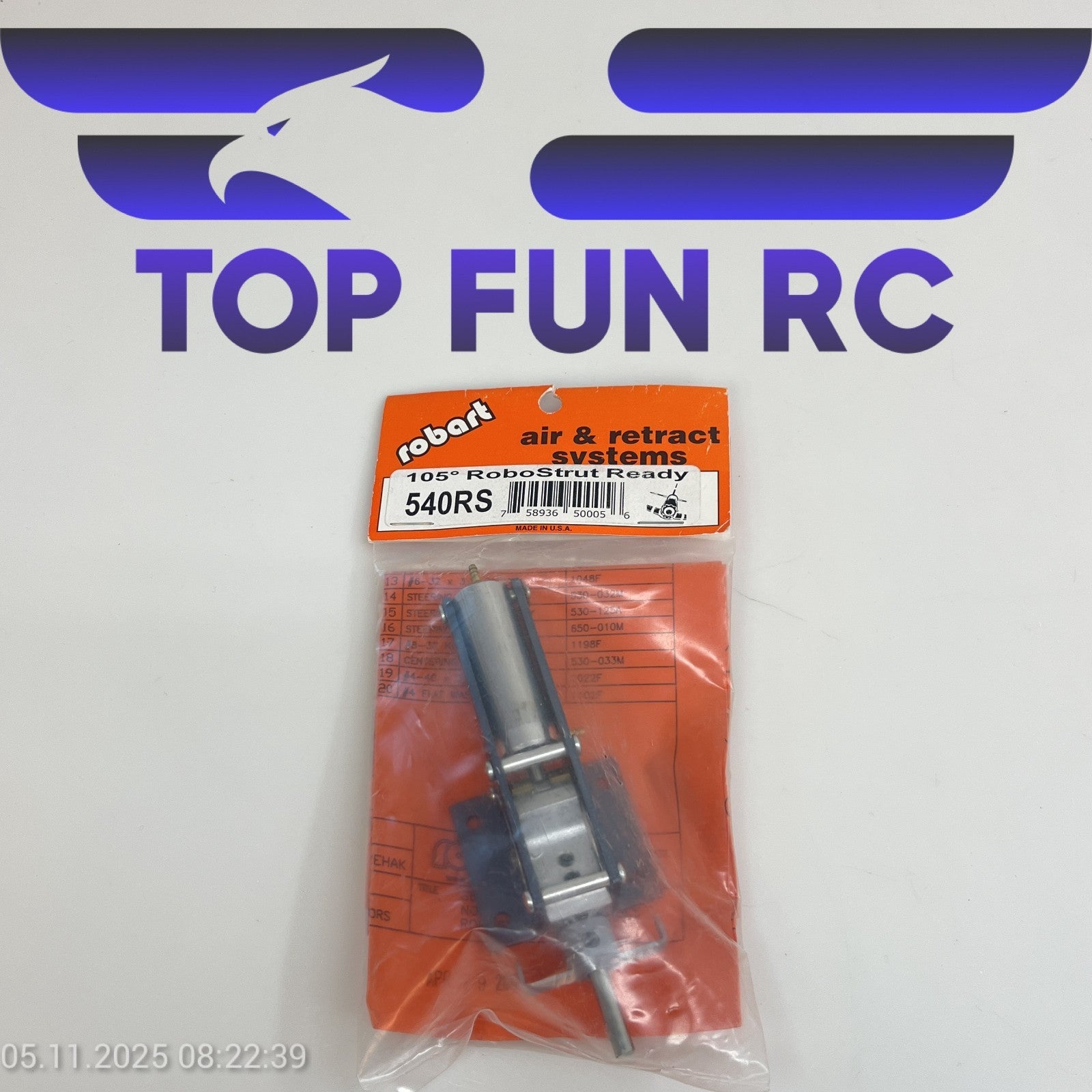 ROBART 540RS 105° RETRACTS ROBOSTRUT READY FOR TOP RC CORSAIR AIRPLANE