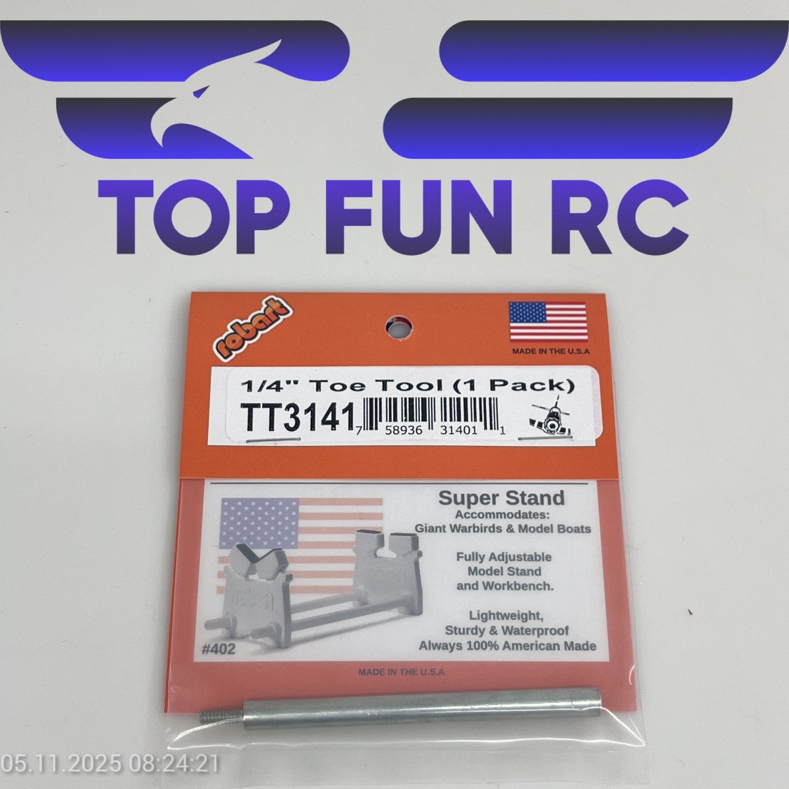 ROBART TT3141 1/4" TOE TOOL (1 PACK) FOR SQUARING UP AXLE & STRUTS FOR RC PLANES